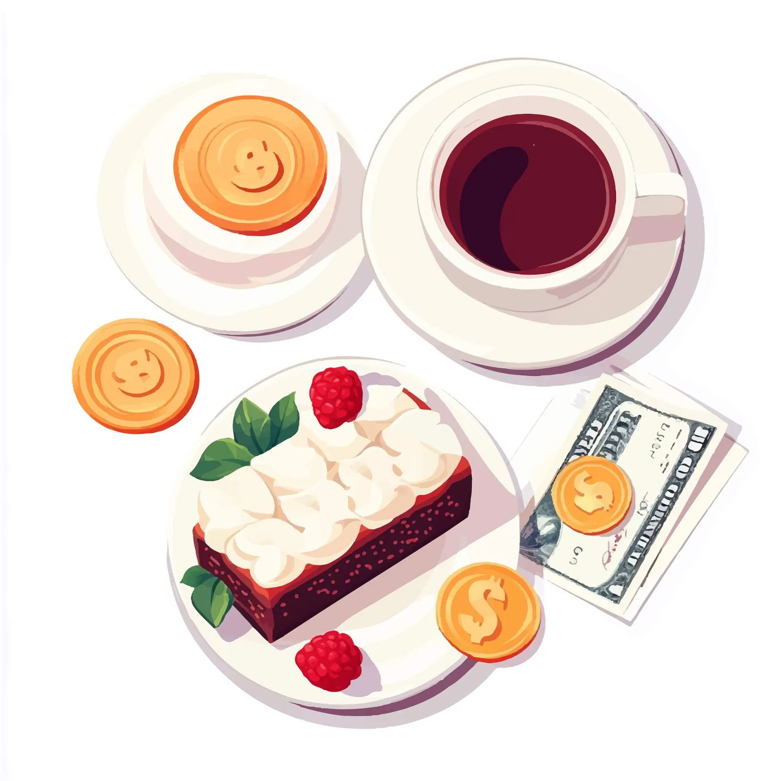 Tea Cake on Plate with Creamer and Bill Holder — free download from Dotvec