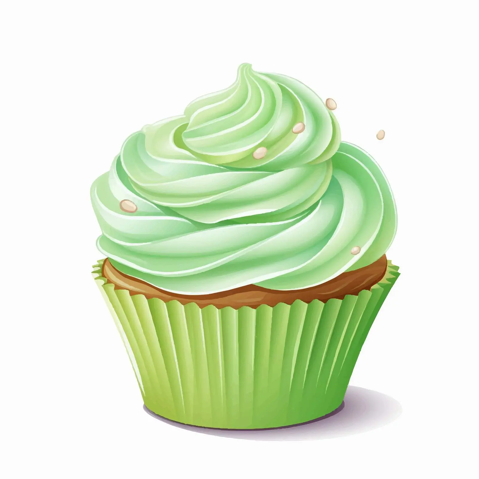 Cartoon Green Cream Cupcake Vector Illustration — free download from Dotvec