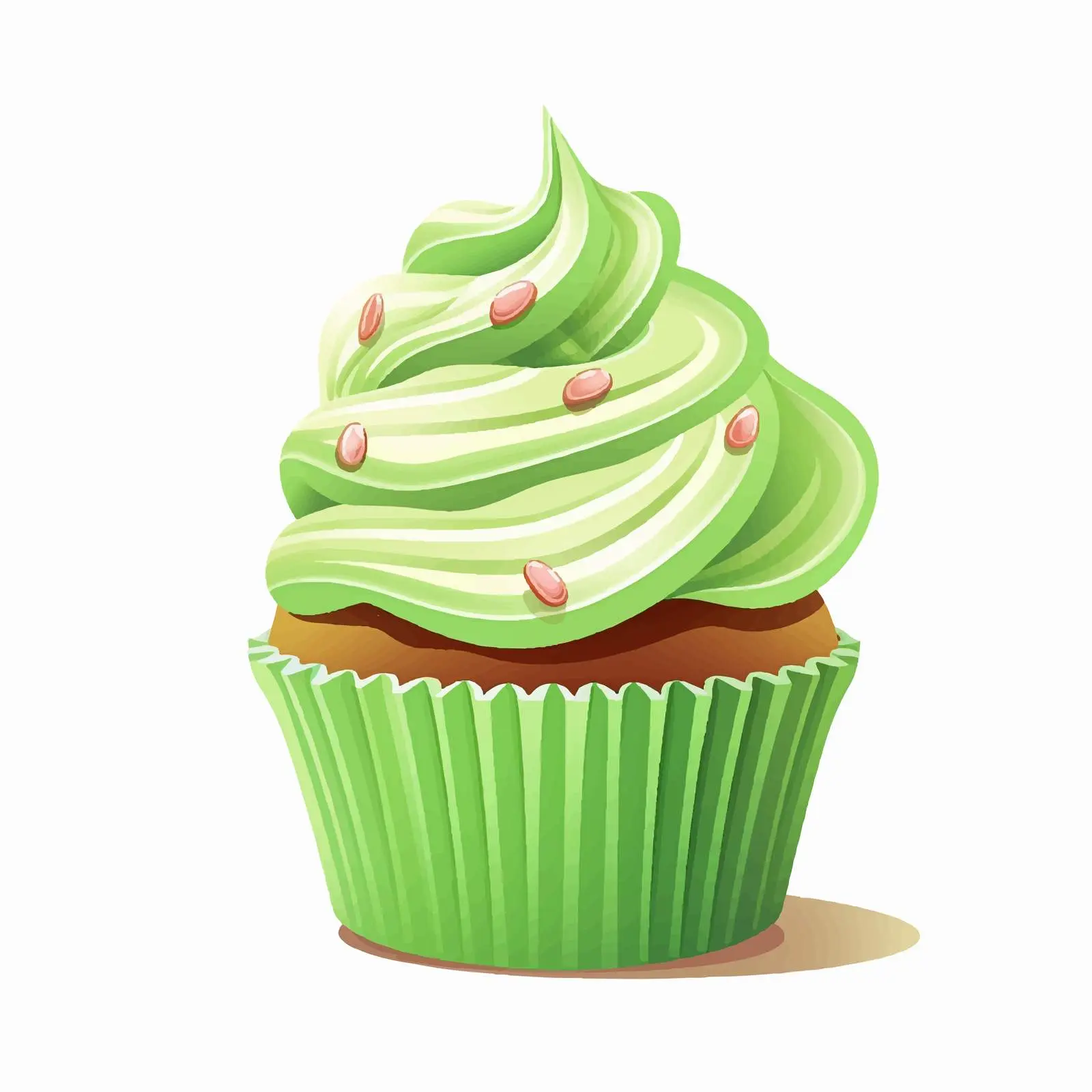 Cupcake with Green Cream Cartoon Vector Illustration — free download from Dotvec