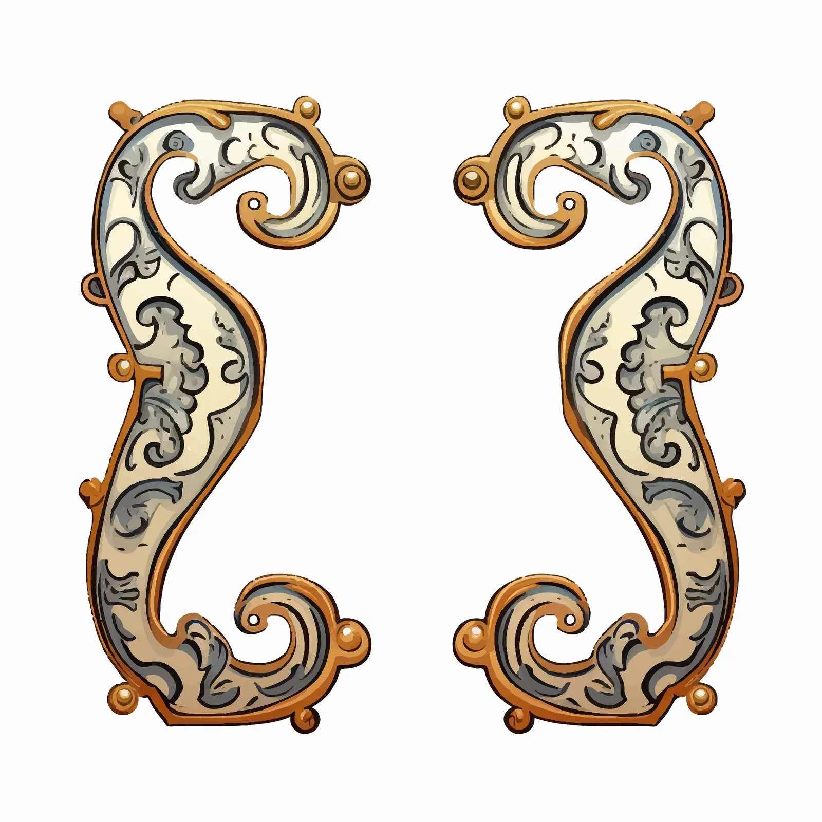 Vintage Style Curly Brackets Pair Illustration – free curly image from Dotvec