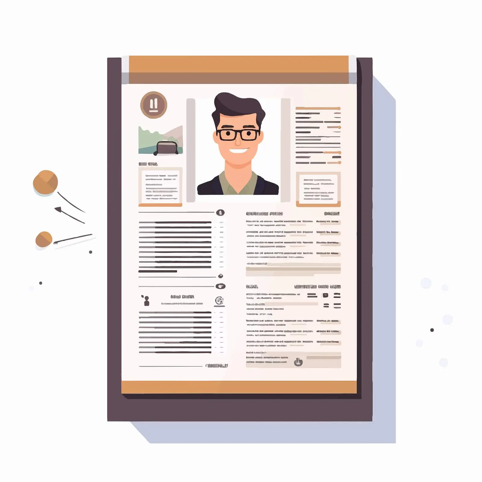Cartoon Vector Illustration of Man's Curriculum Vitae – free skillset image from Dotvec