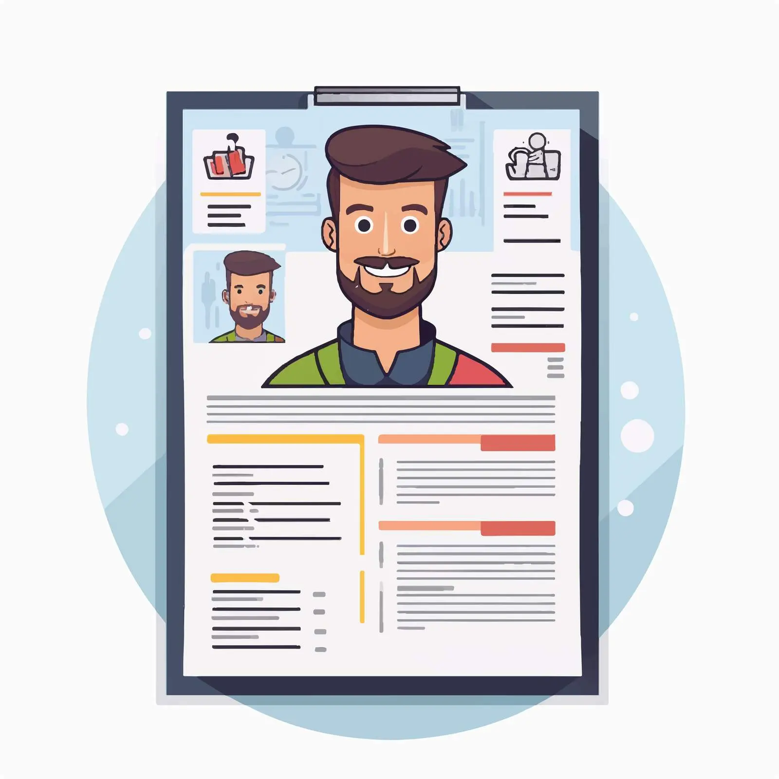 Cartoon Vector Illustration of a Man's CV — free download from Dotvec