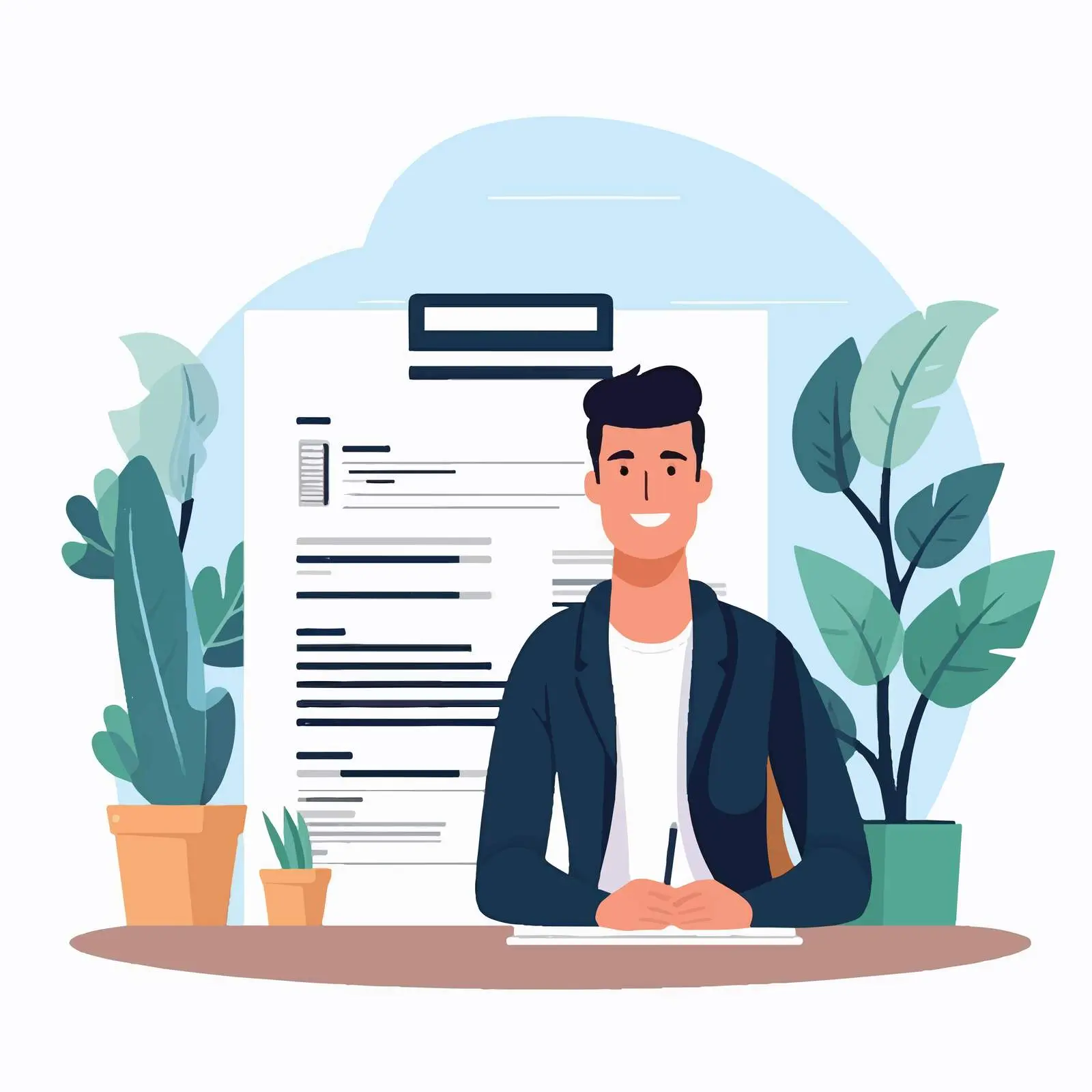 Cartoon Vector Illustration of Man's Curriculum Vitae — free download from Dotvec