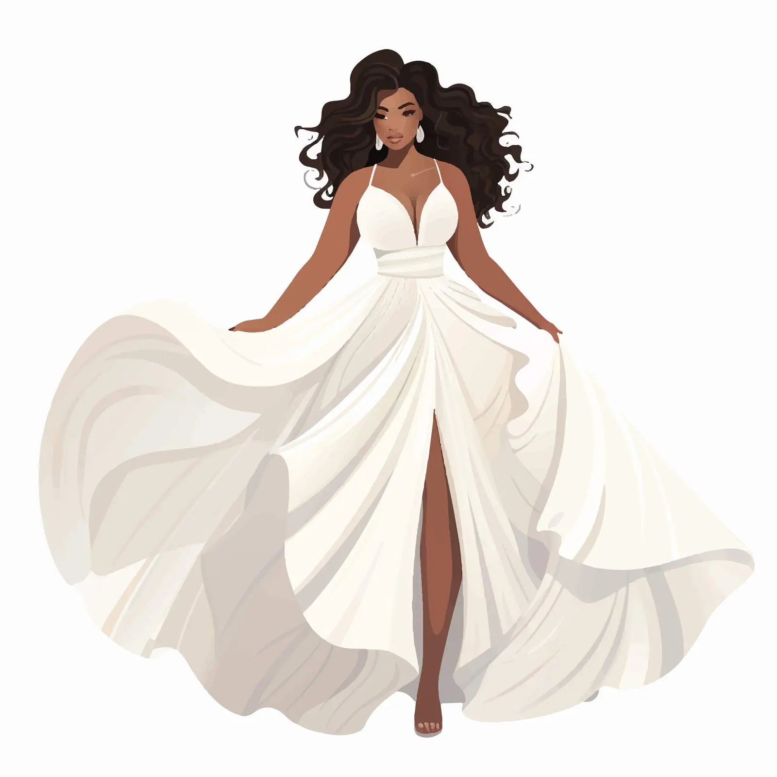 Curvy Young Woman Flat Vector Illustration — free download from Dotvec