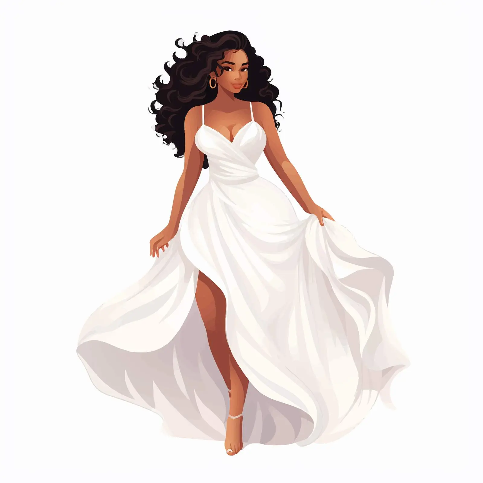 Curvy Young African Woman Flat Vector Illustration — free download from Dotvec