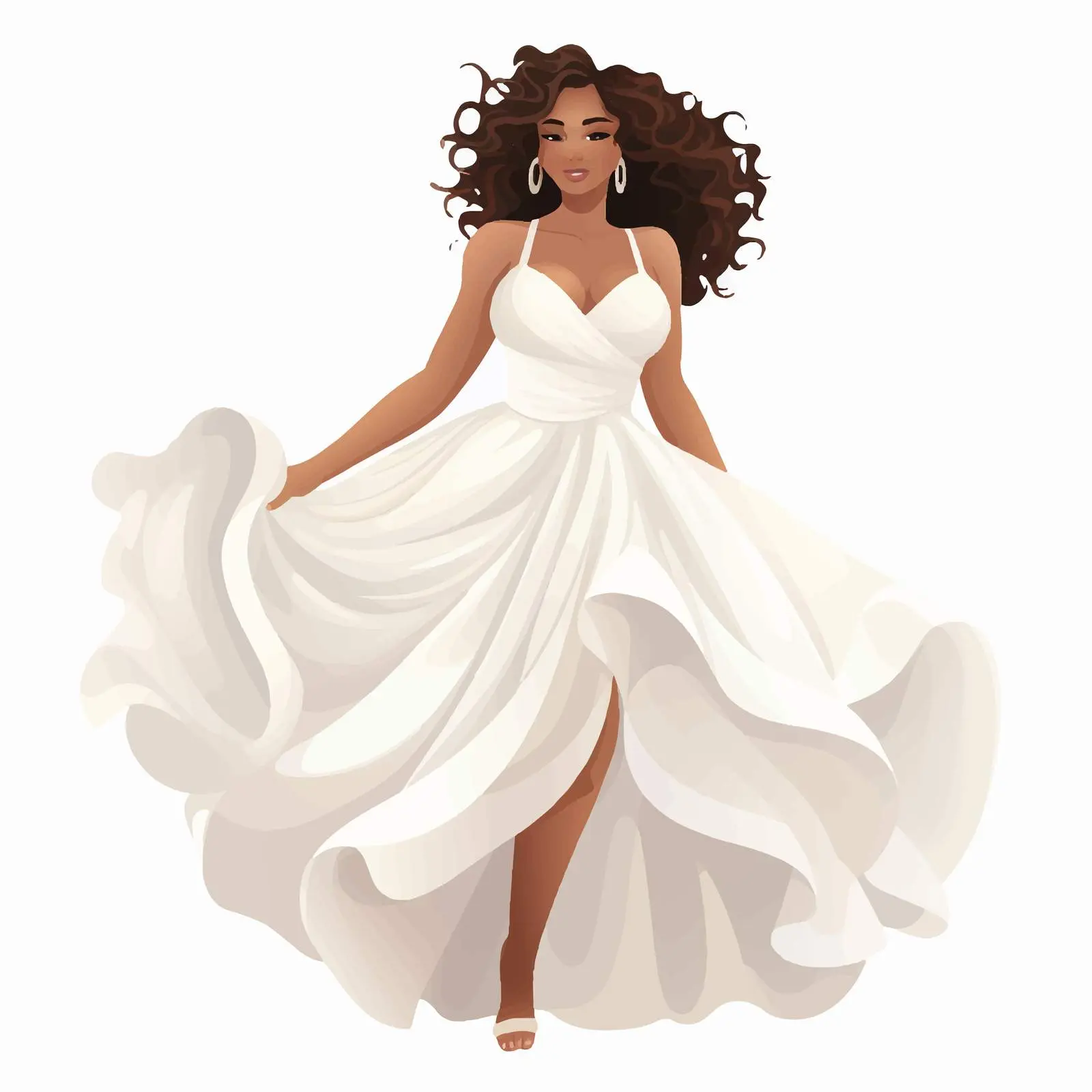 Curvy Young Woman Vector Illustration — free download from Dotvec