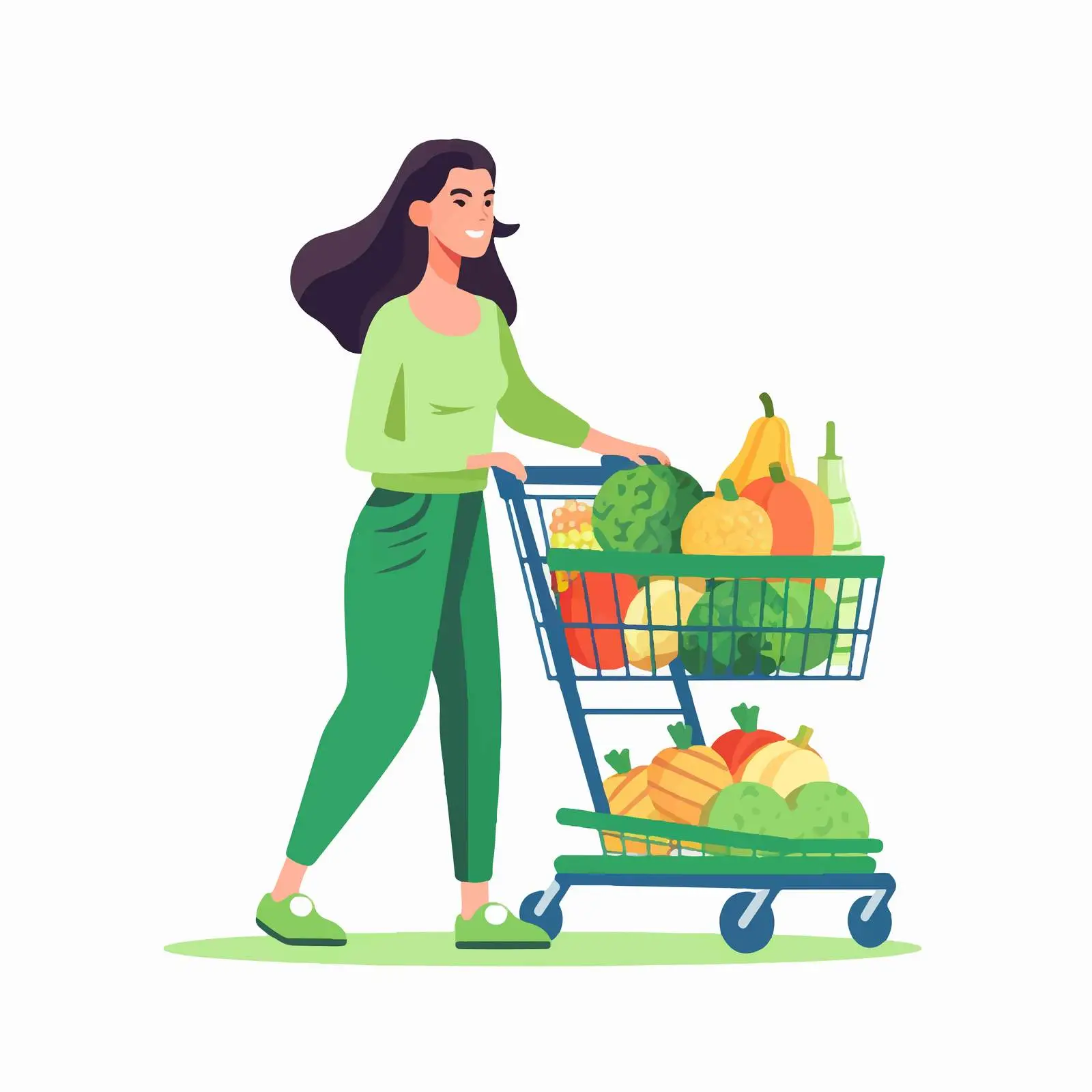 Customer Shopping Cart in Supermarket Vector — free download from Dotvec