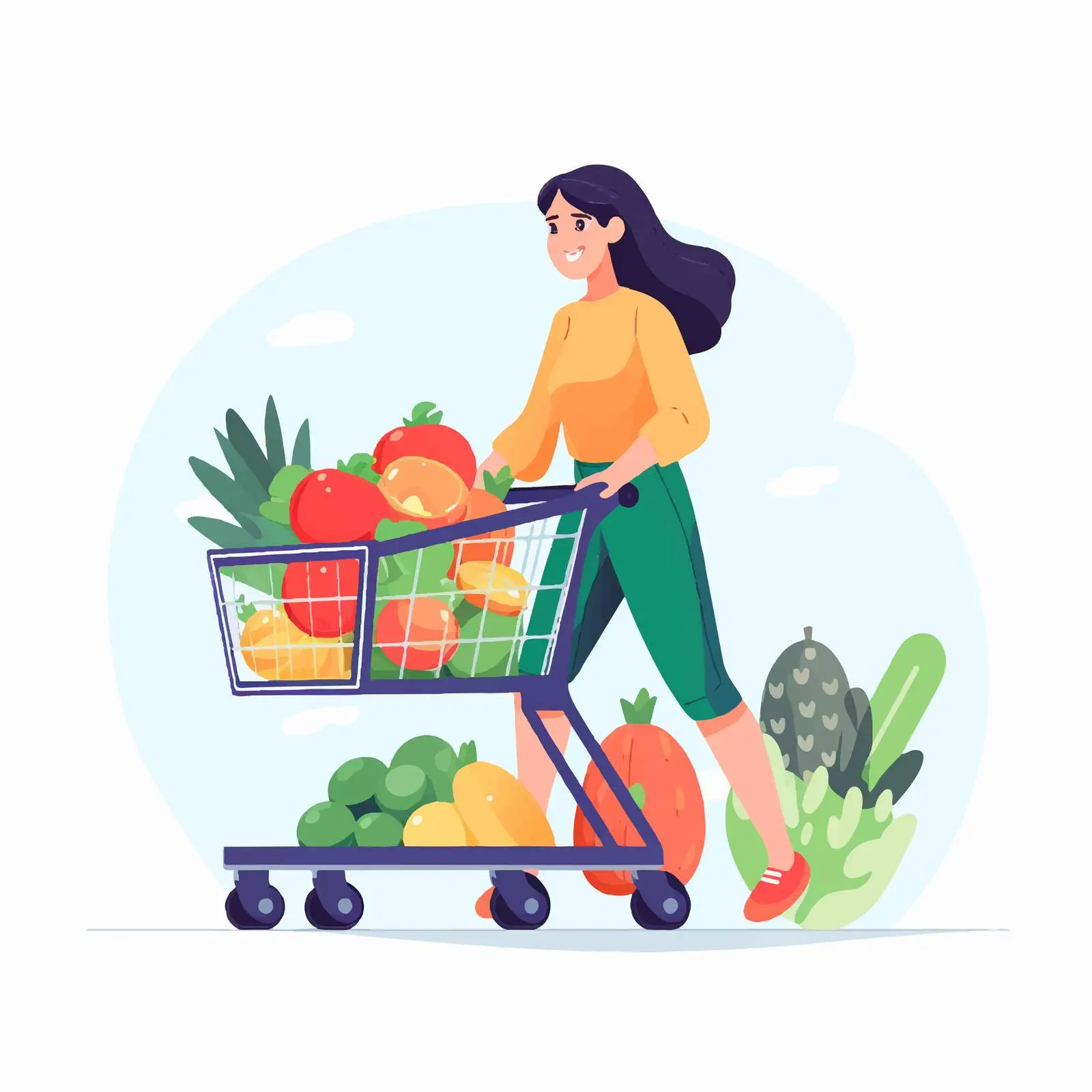 Customer Shopping Cart in Supermarket Vector — free download from Dotvec