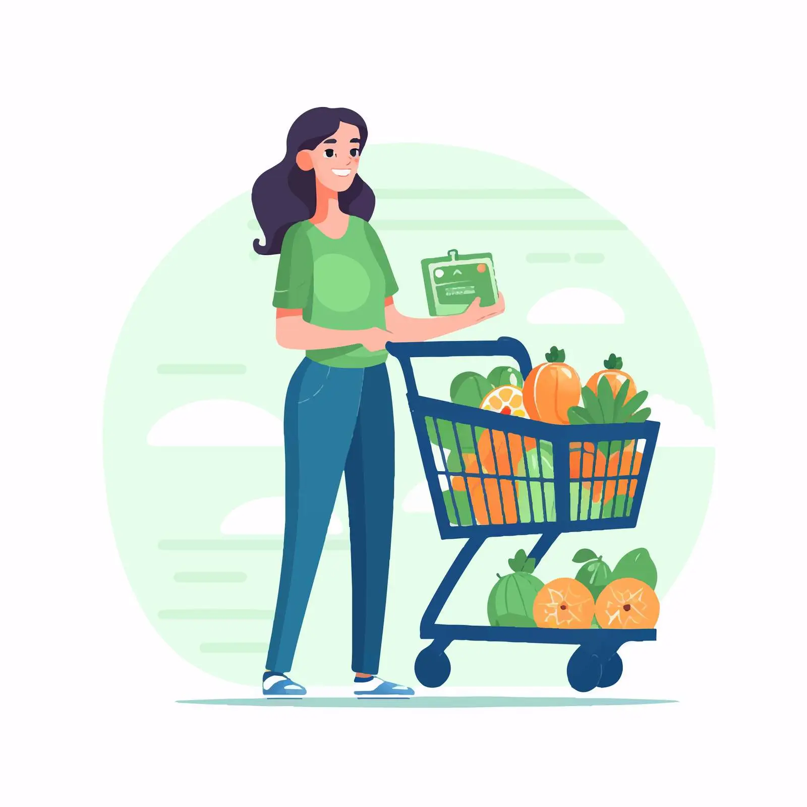 Customer Shopping Cart in Supermarket Vector — free download from Dotvec