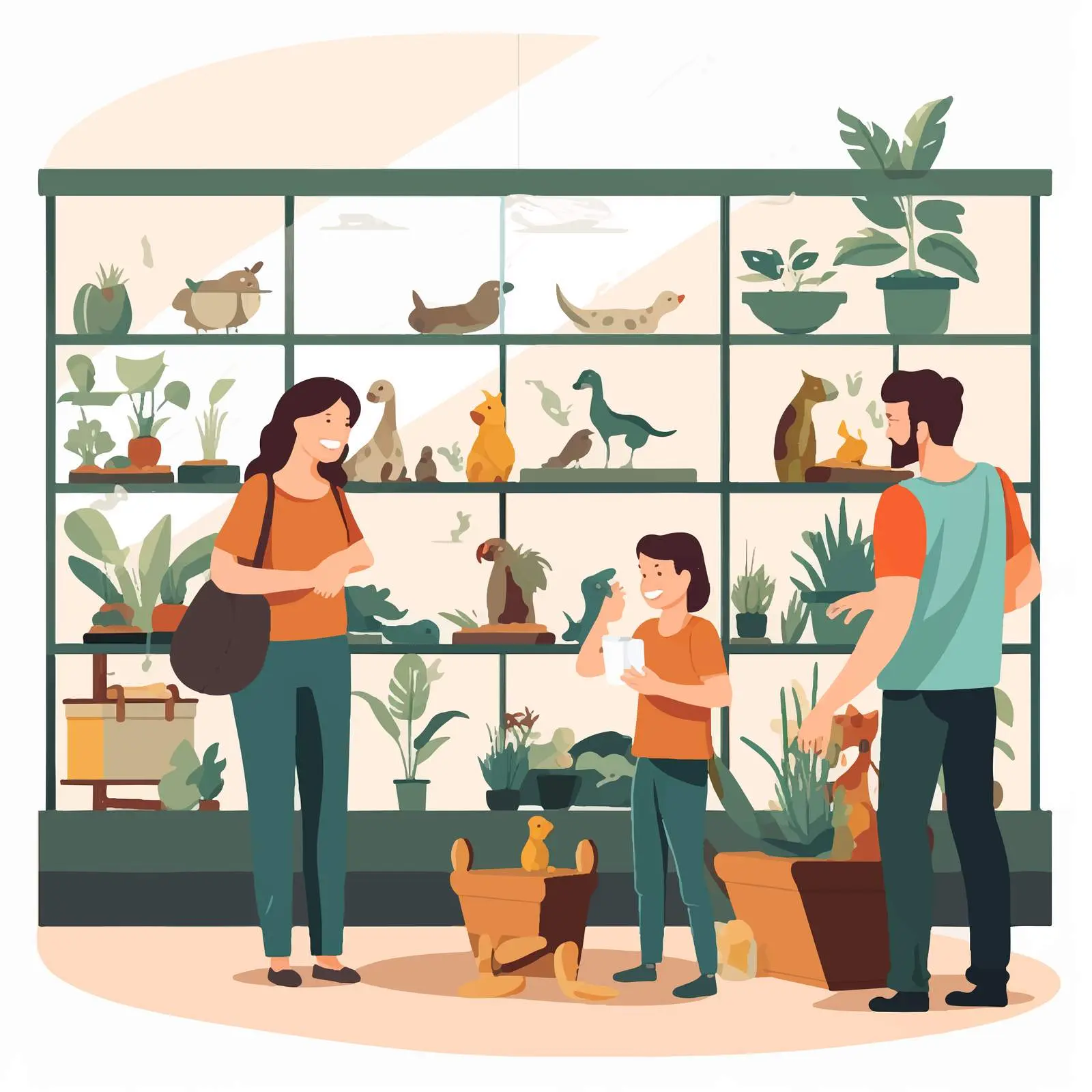 Customers and Pets in a Pet Shop Vector Art — free download from Dotvec
