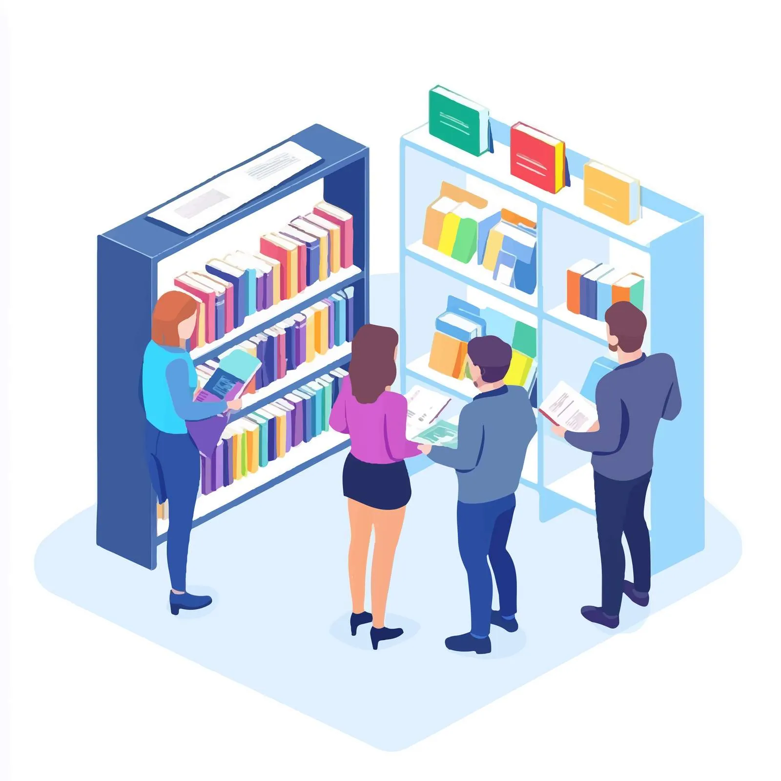 Customers Near Promotional Stand and Shelves — free download from Dotvec