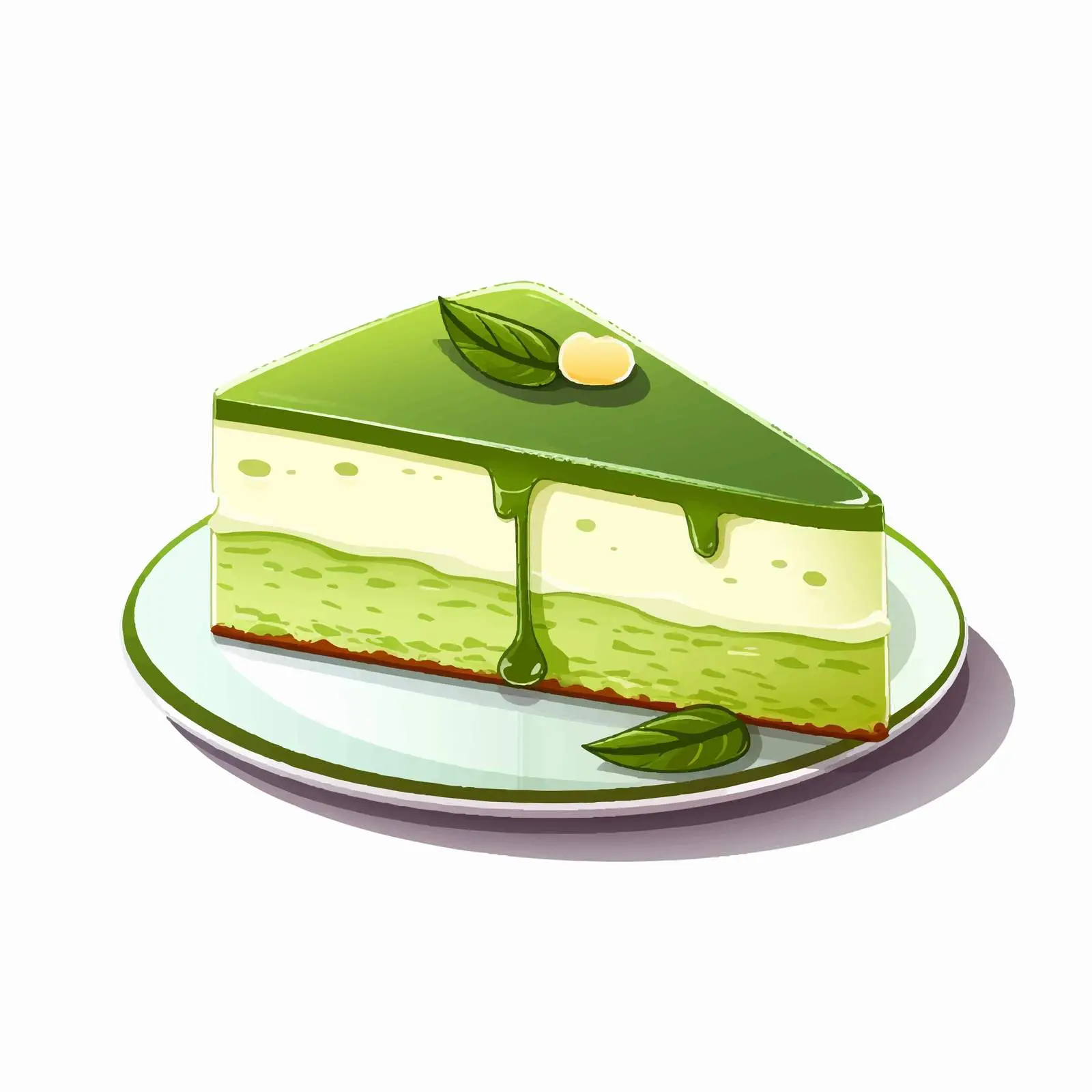 Matcha Green Tea Cake Slice on Plate – free dessert plate image from Dotvec