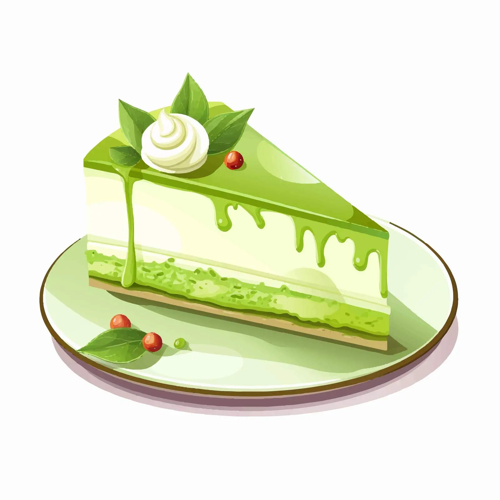 Matcha Green Tea Cake Slice on Plate — free download from Dotvec