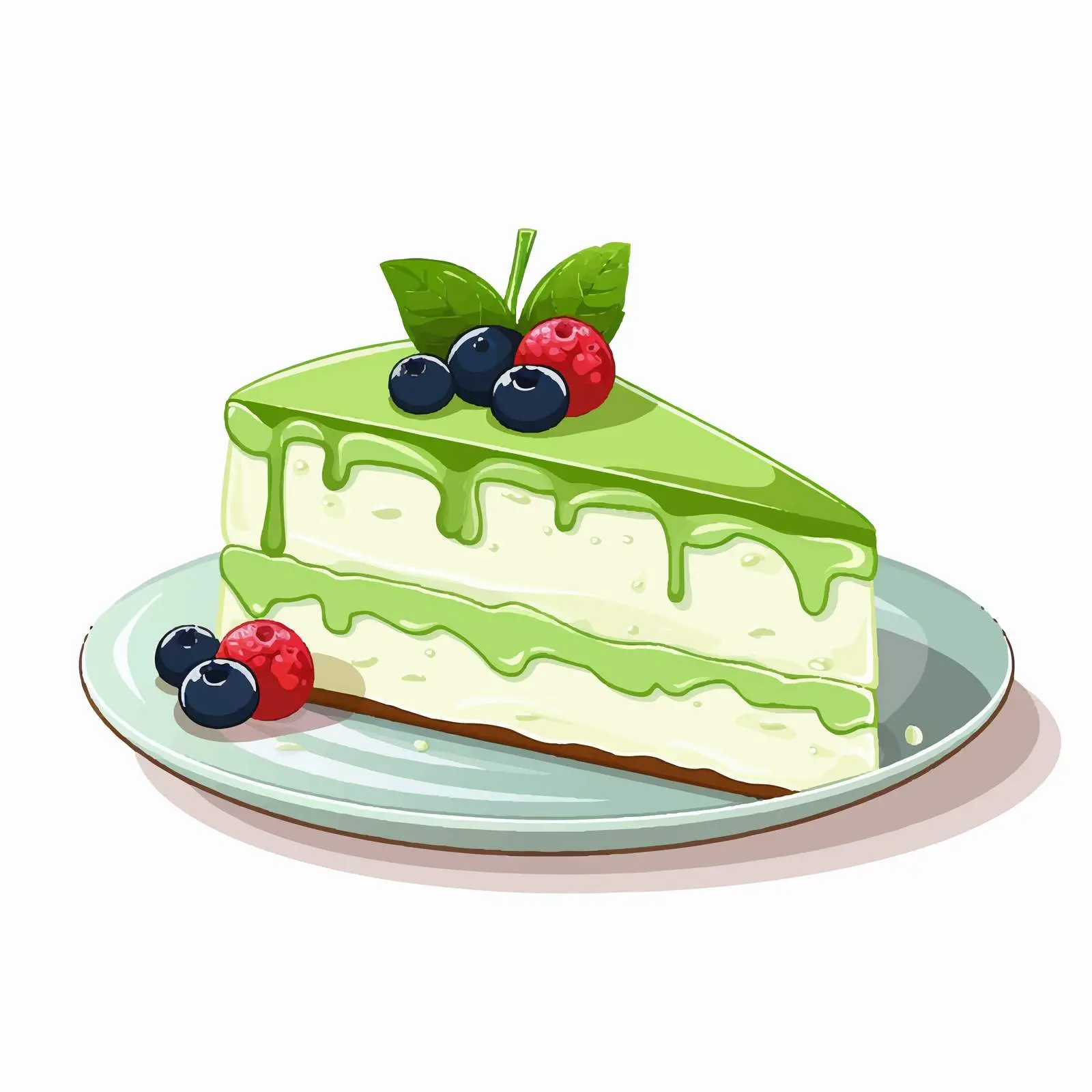 Matcha Green Tea Cake Slice on Plate — free download from Dotvec