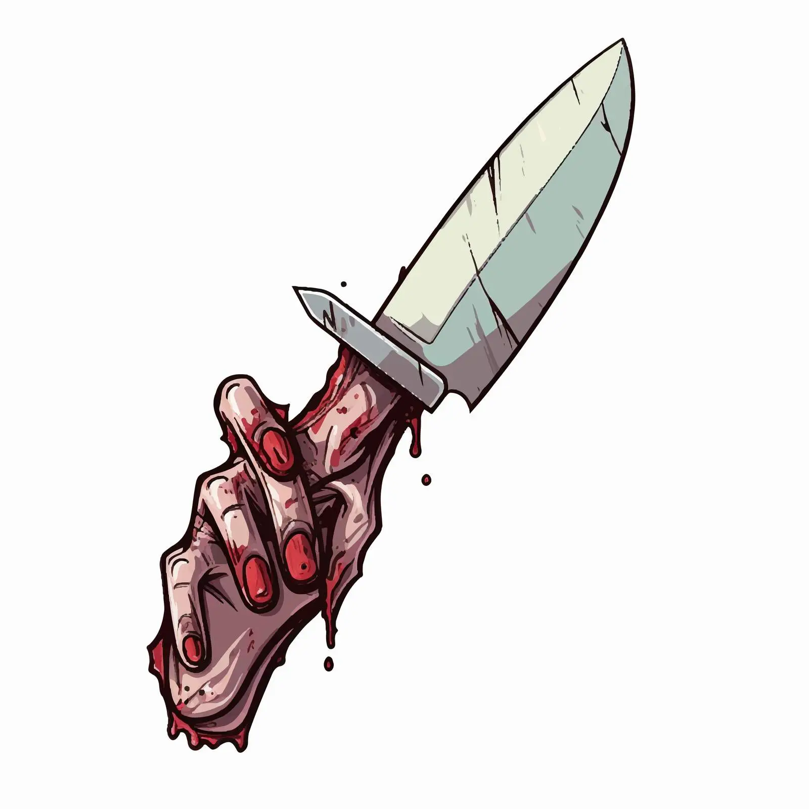 Zombie Hand with Knife Illustration on White Background — free download from Dotvec