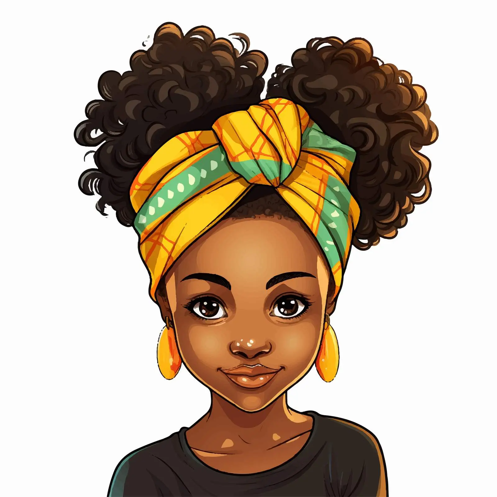 Cute African Girl with Bandana Vector Art — free download from Dotvec