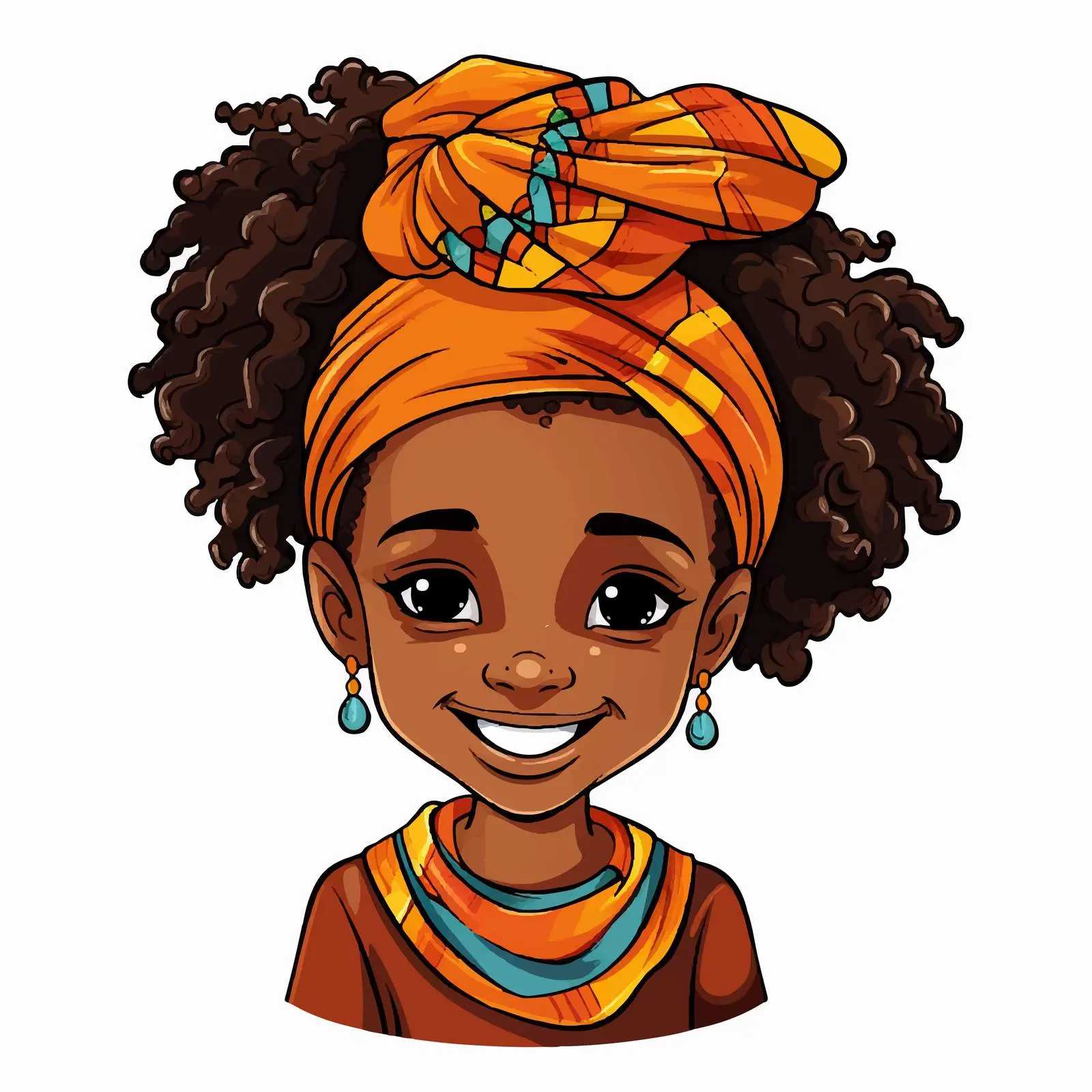 Cute African Girl in Bandana Vector Art — free download from Dotvec