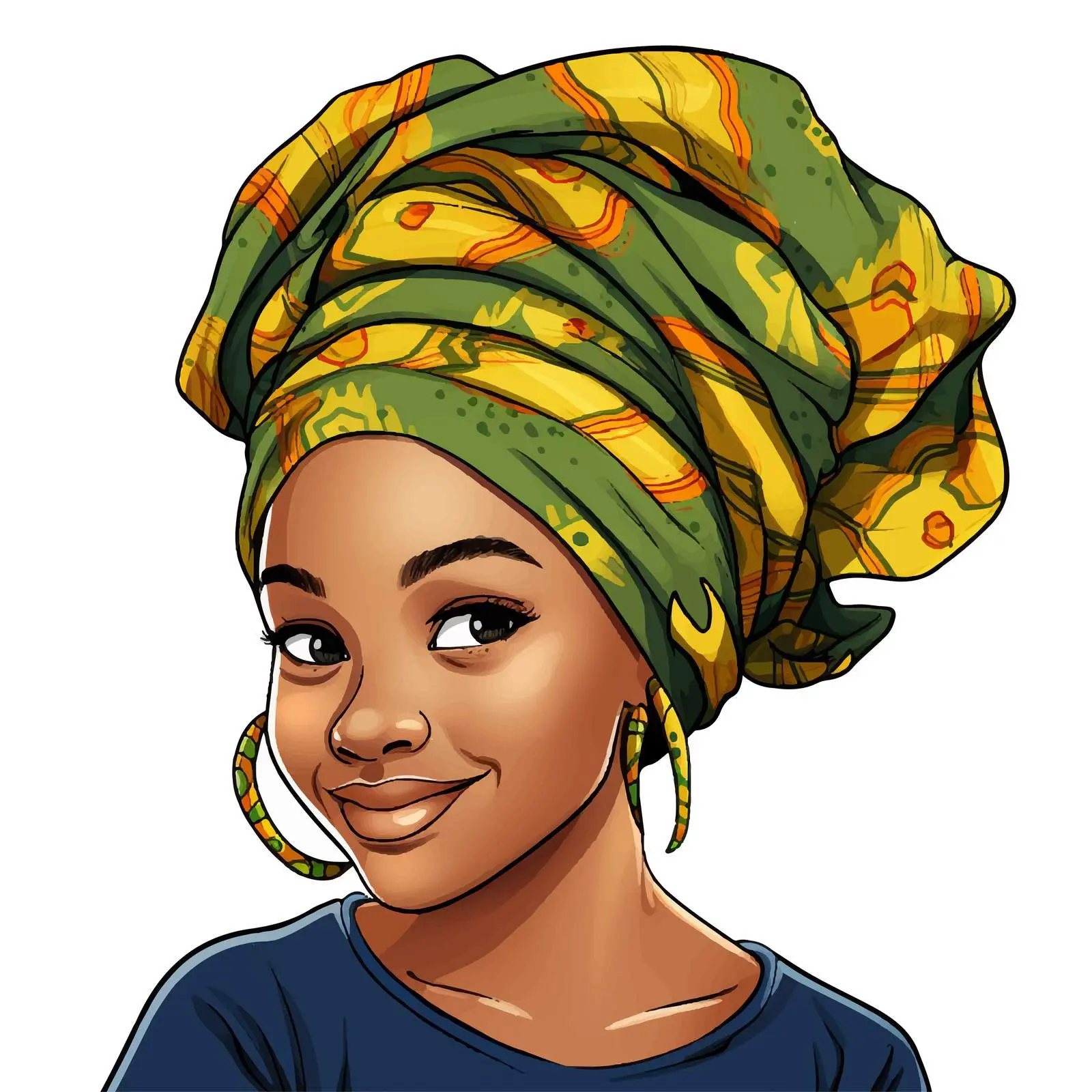Cute African Girl in Bandana Illustration — free download from Dotvec