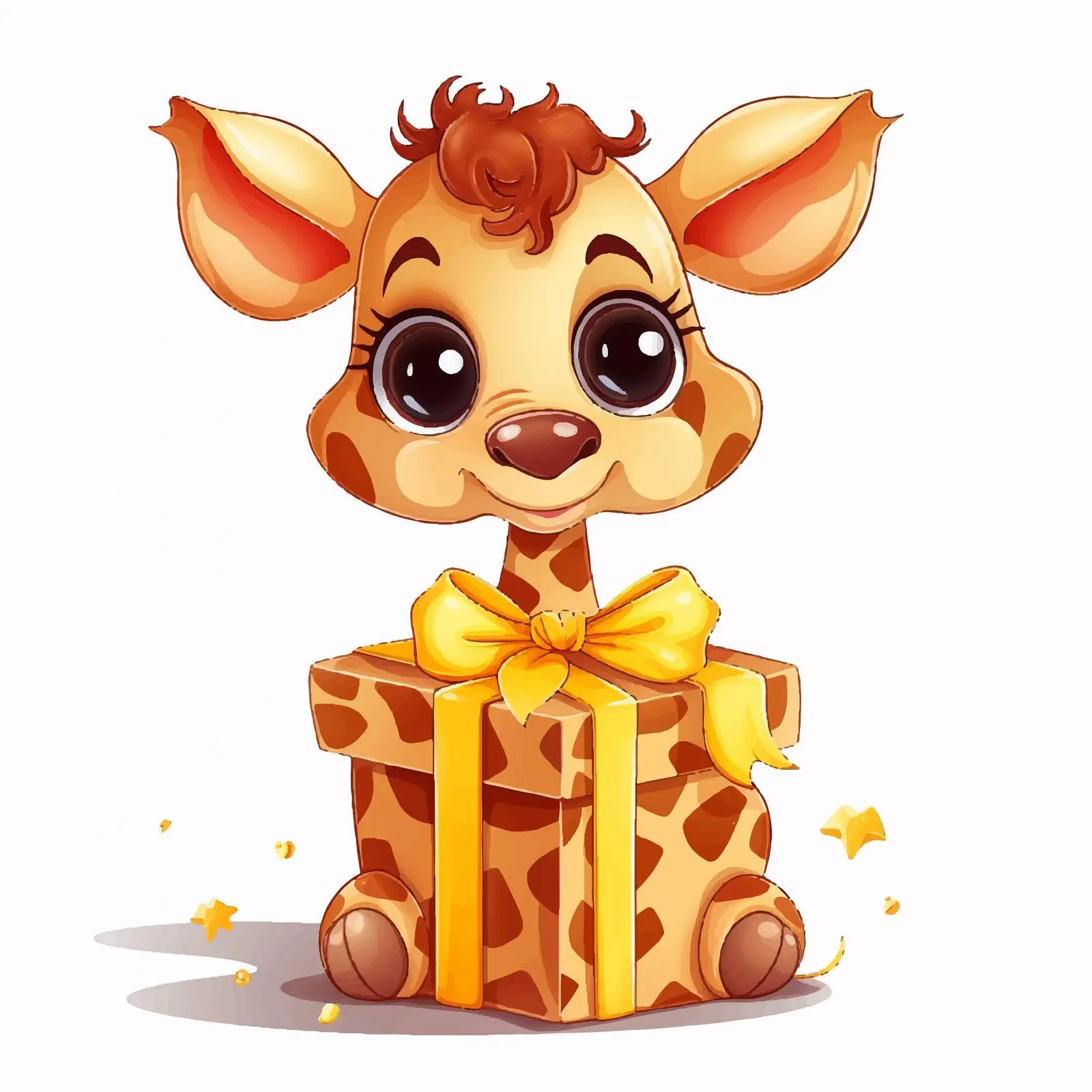 Cute Giraffe in Gift Cartoon Vector Illustration — free download from Dotvec