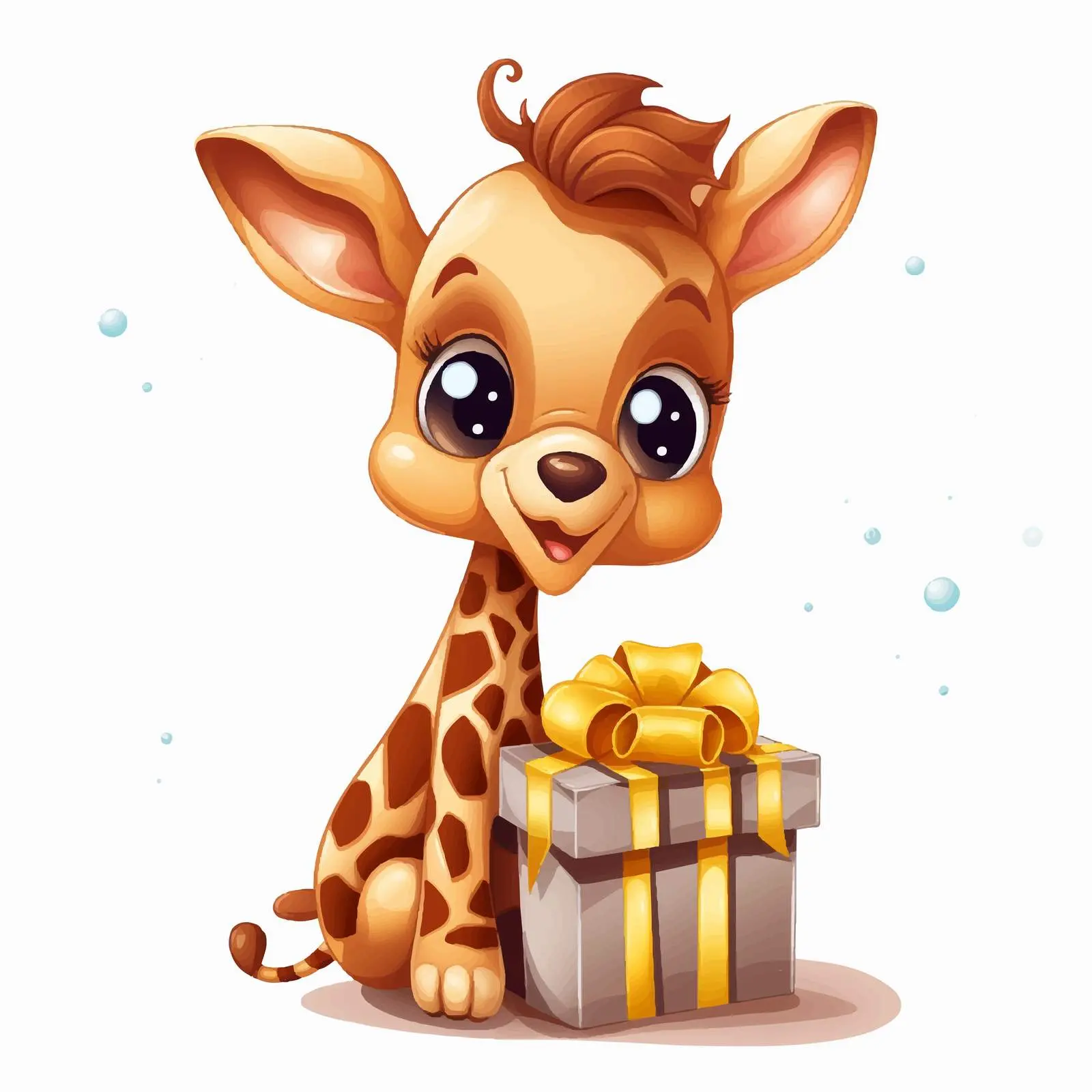 Cute Giraffe in Gift Cartoon Vector Illustration — free download from Dotvec