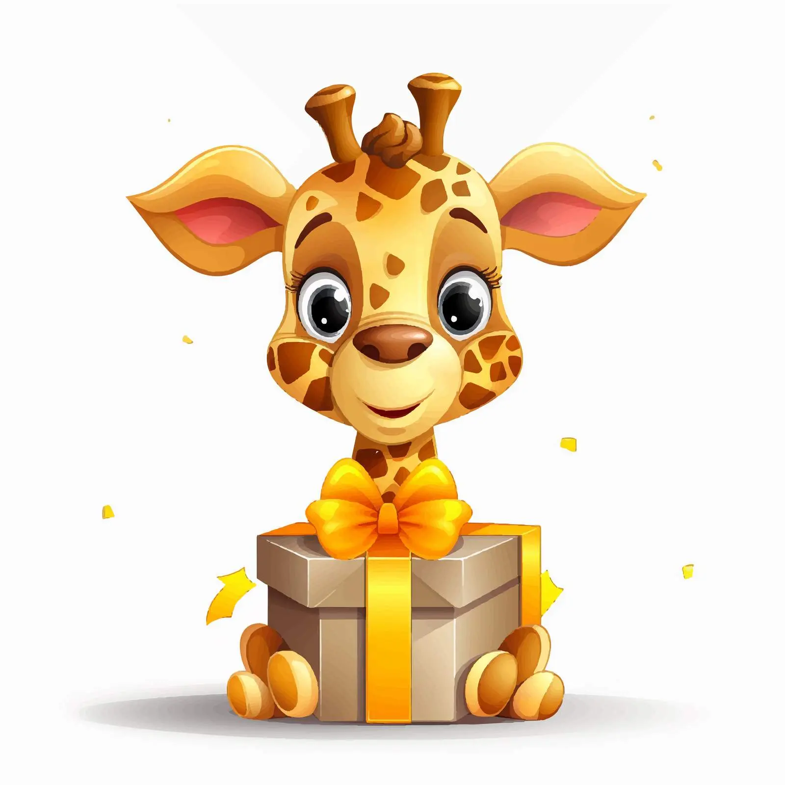Cute Giraffe Cartoon Vector in Gift Illustration — free download from Dotvec
