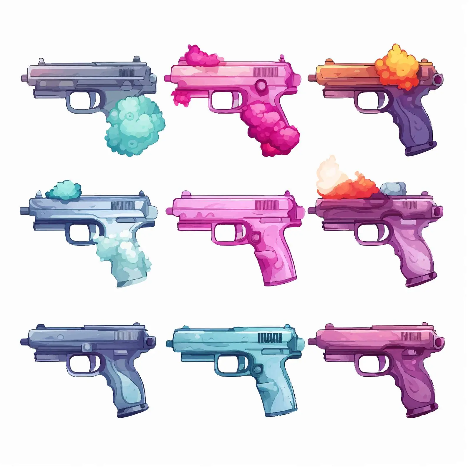 Cute Fluffy Gun Illustration with Warning Text – free warning image from Dotvec