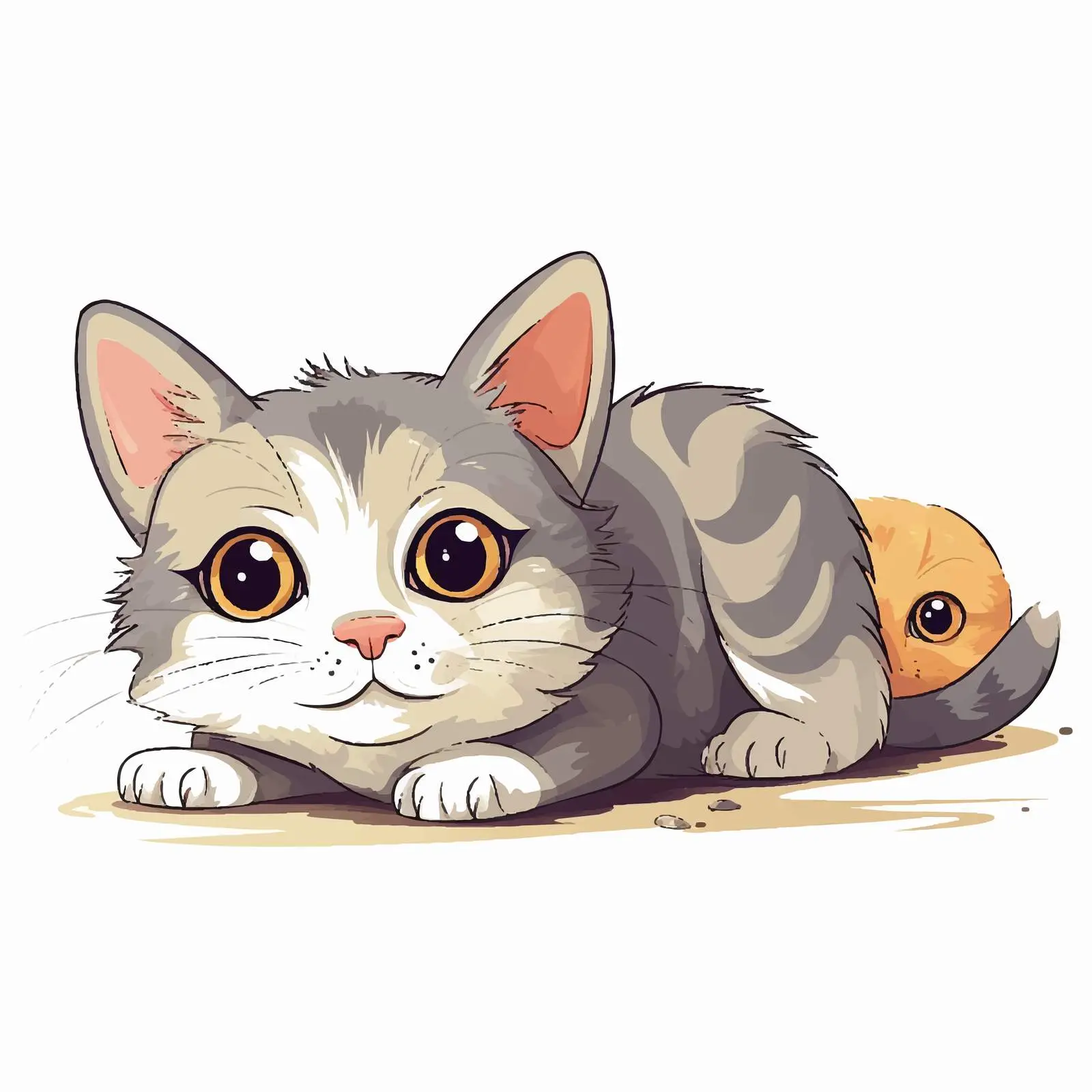 Cute Cat Lying on Back with Mouse — free download from Dotvec