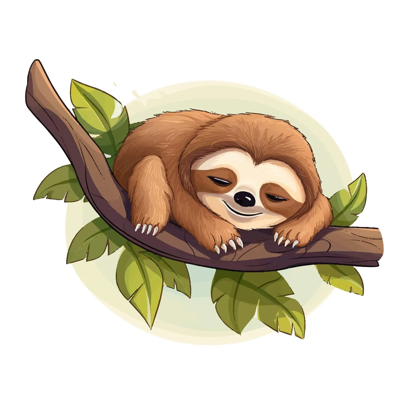 Cute Sloth Sleeping on a Tree Branch — free download from Dotvec