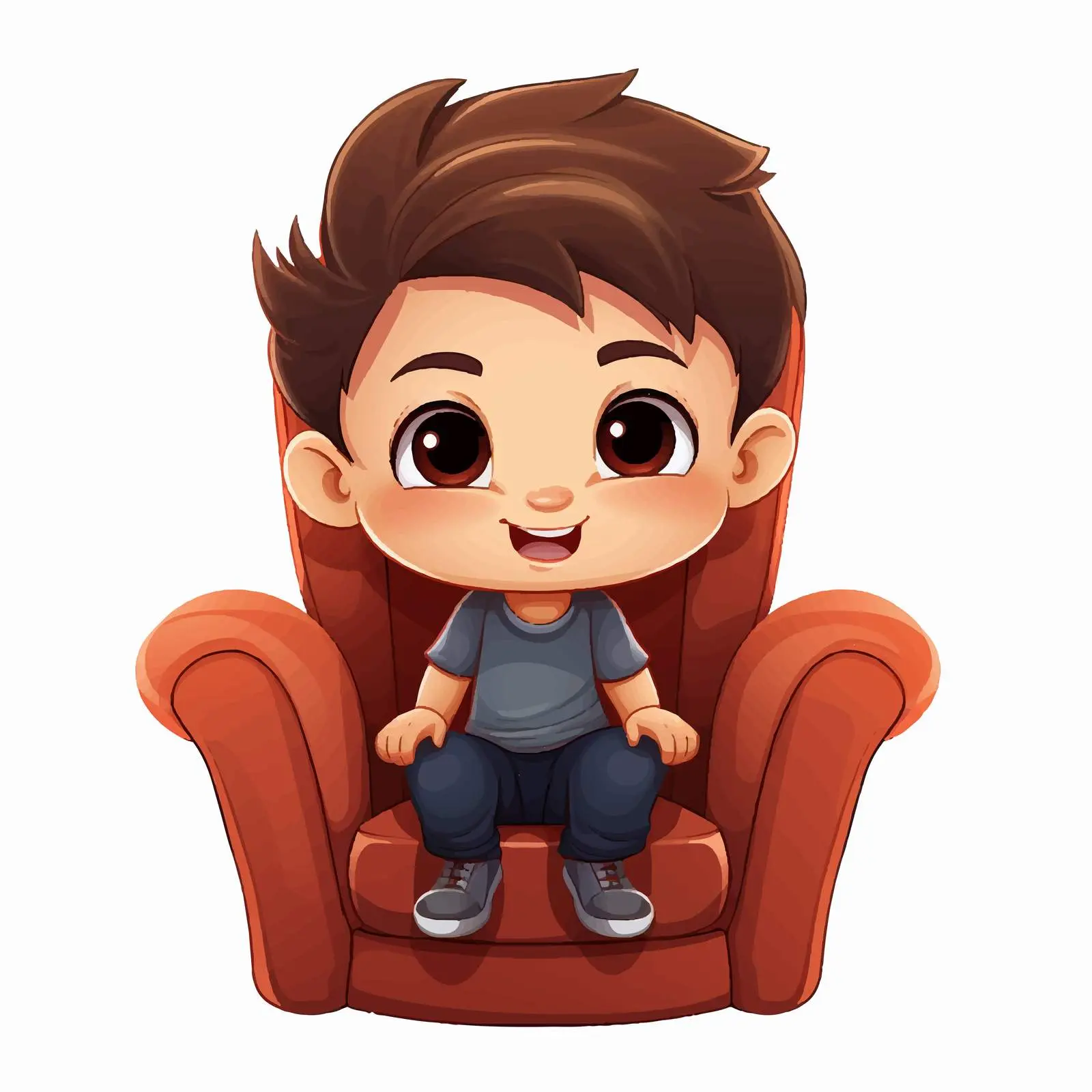 Cute Cartoon Boy Sitting in Chair Vector Illustration – free kid cartoon image from Dotvec