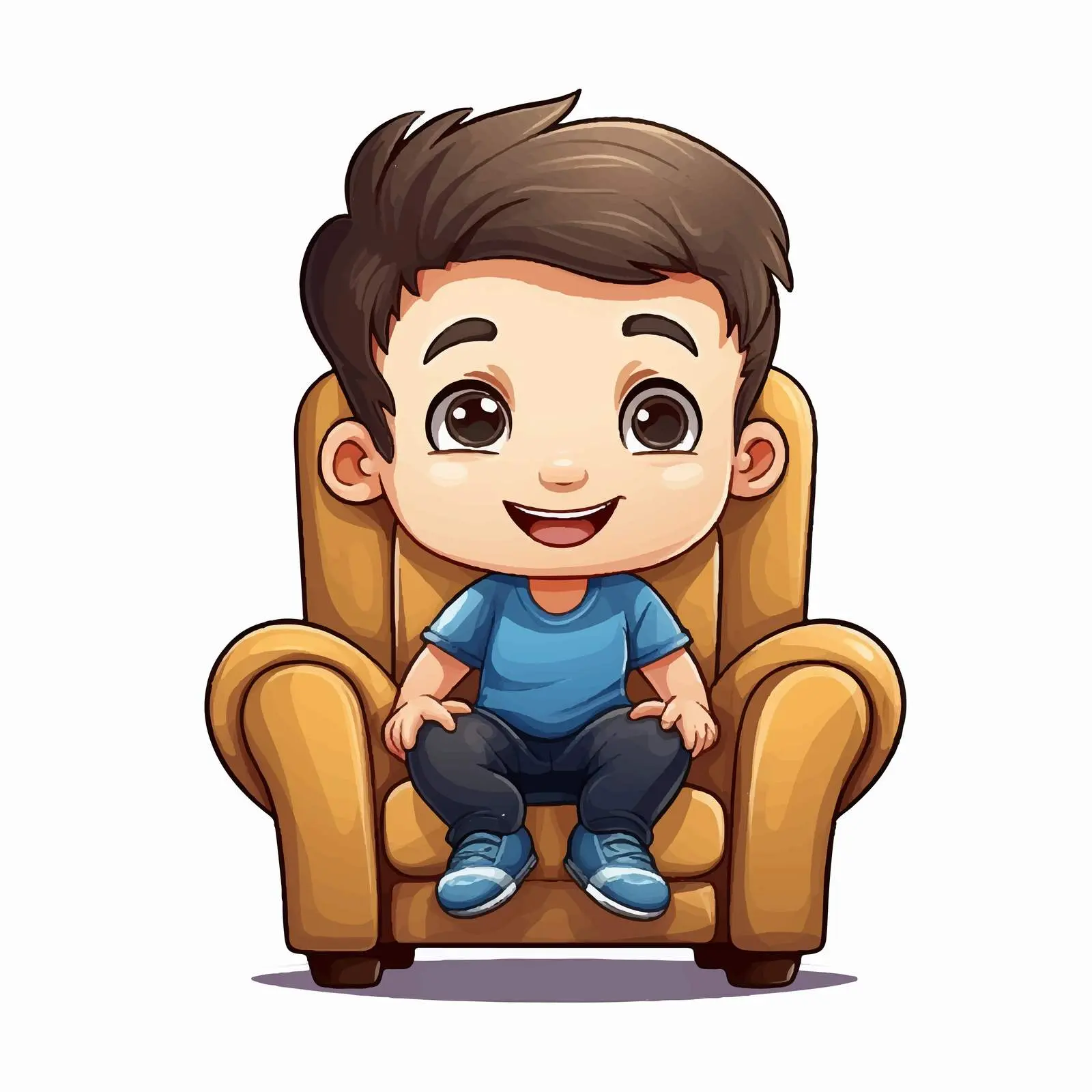 Cute Little Boy Cartoon Vector in Chair – free playful boy image from Dotvec