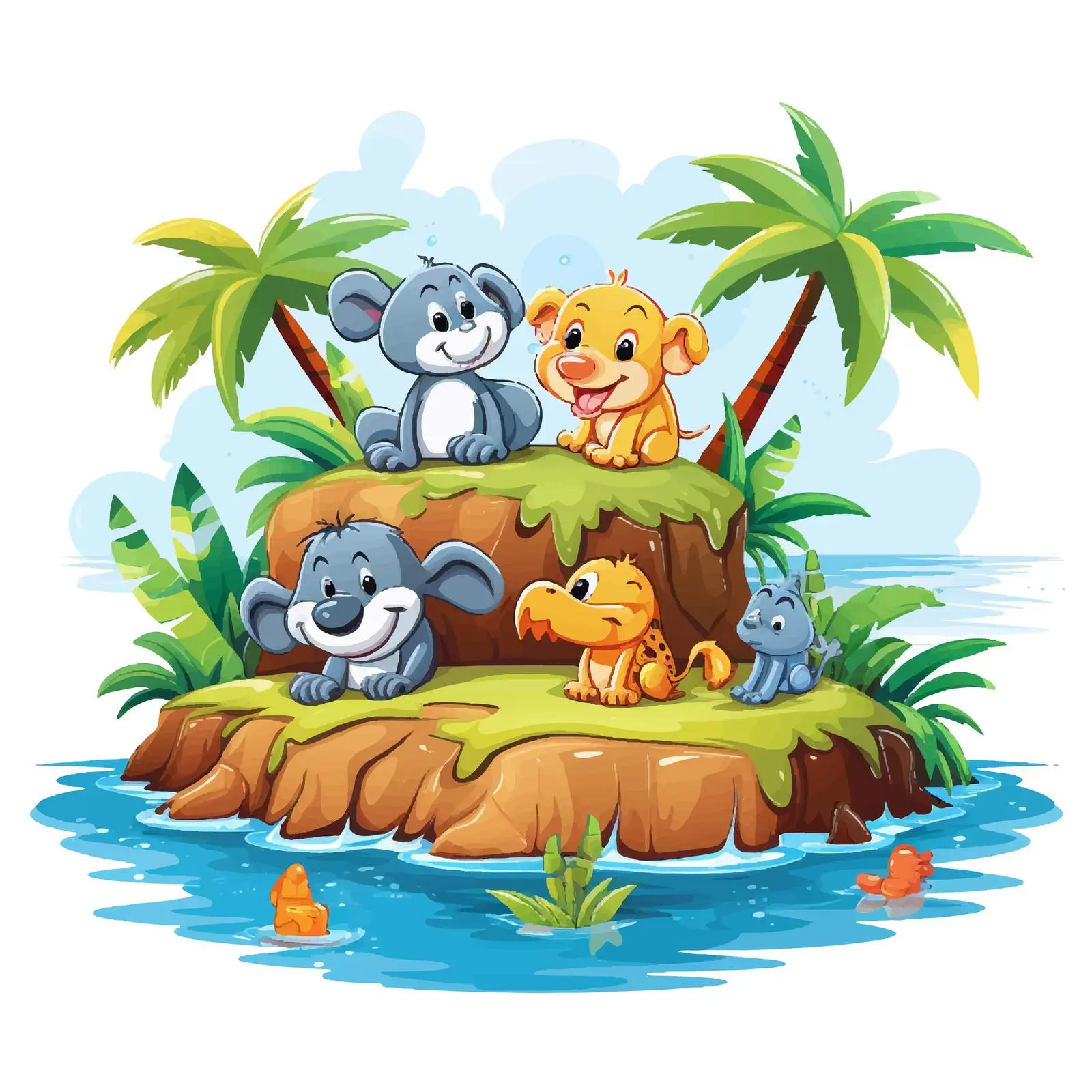Cute Animal Cartoon Character in Outdoor Scene — free download from Dotvec