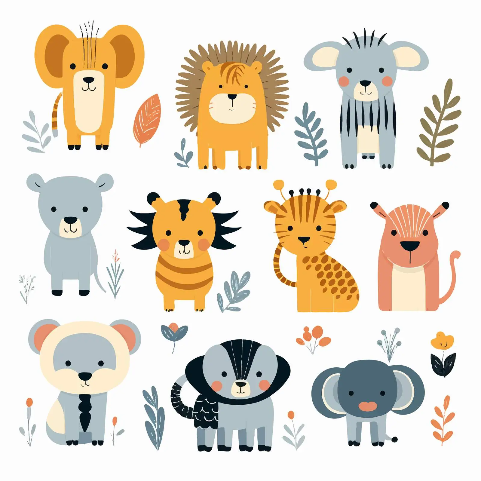 Cute Scandinavian Animals in Fairy Style — free download from Dotvec