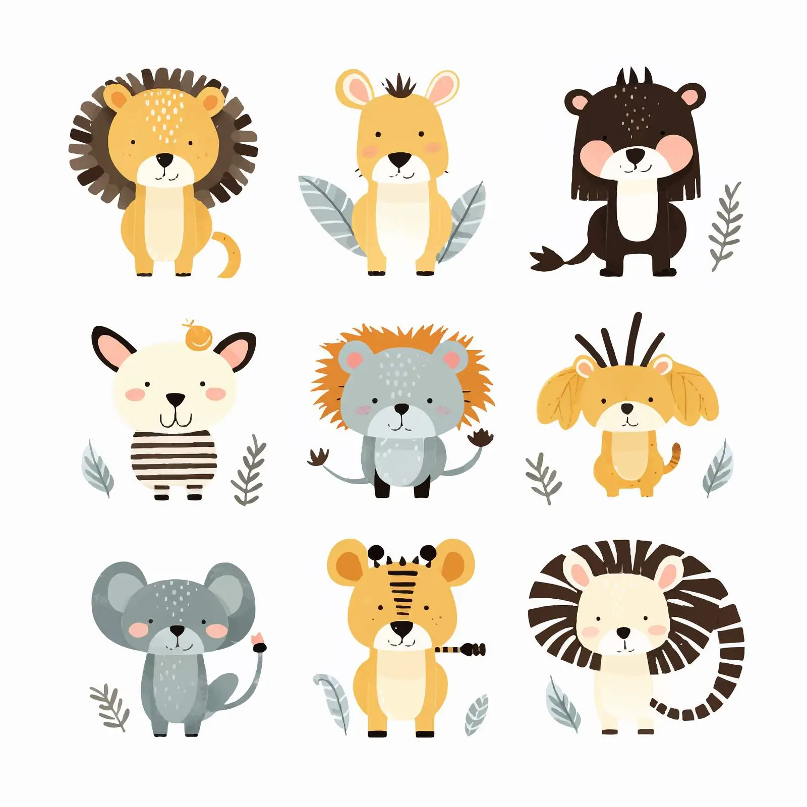 Cute Scandinavian Animals in Nordic Style Illustration — free download from Dotvec