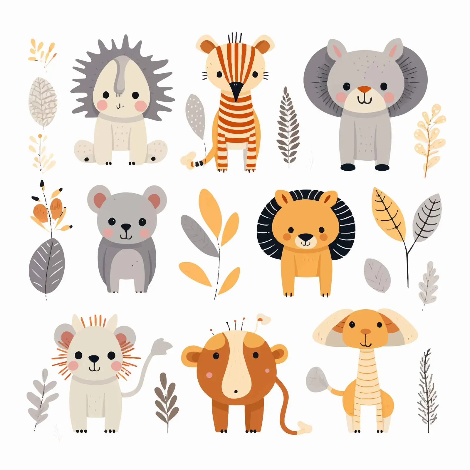 Scandinavian Style Cute Animals Vector Art — free download from Dotvec