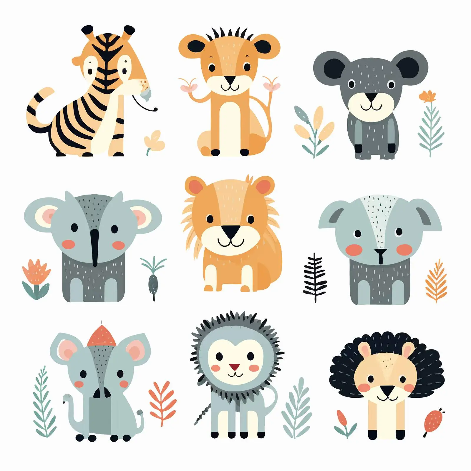 Cute Scandinavian Animals in Childish Fairy Style — free download from Dotvec