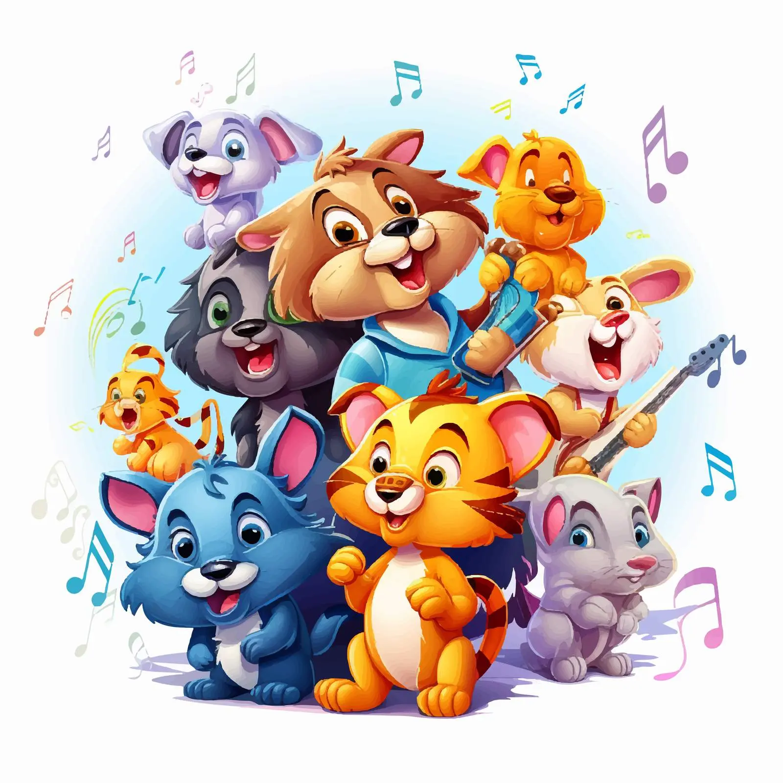 Cute Animals Singing Performance with Melody Symbols — free download from Dotvec