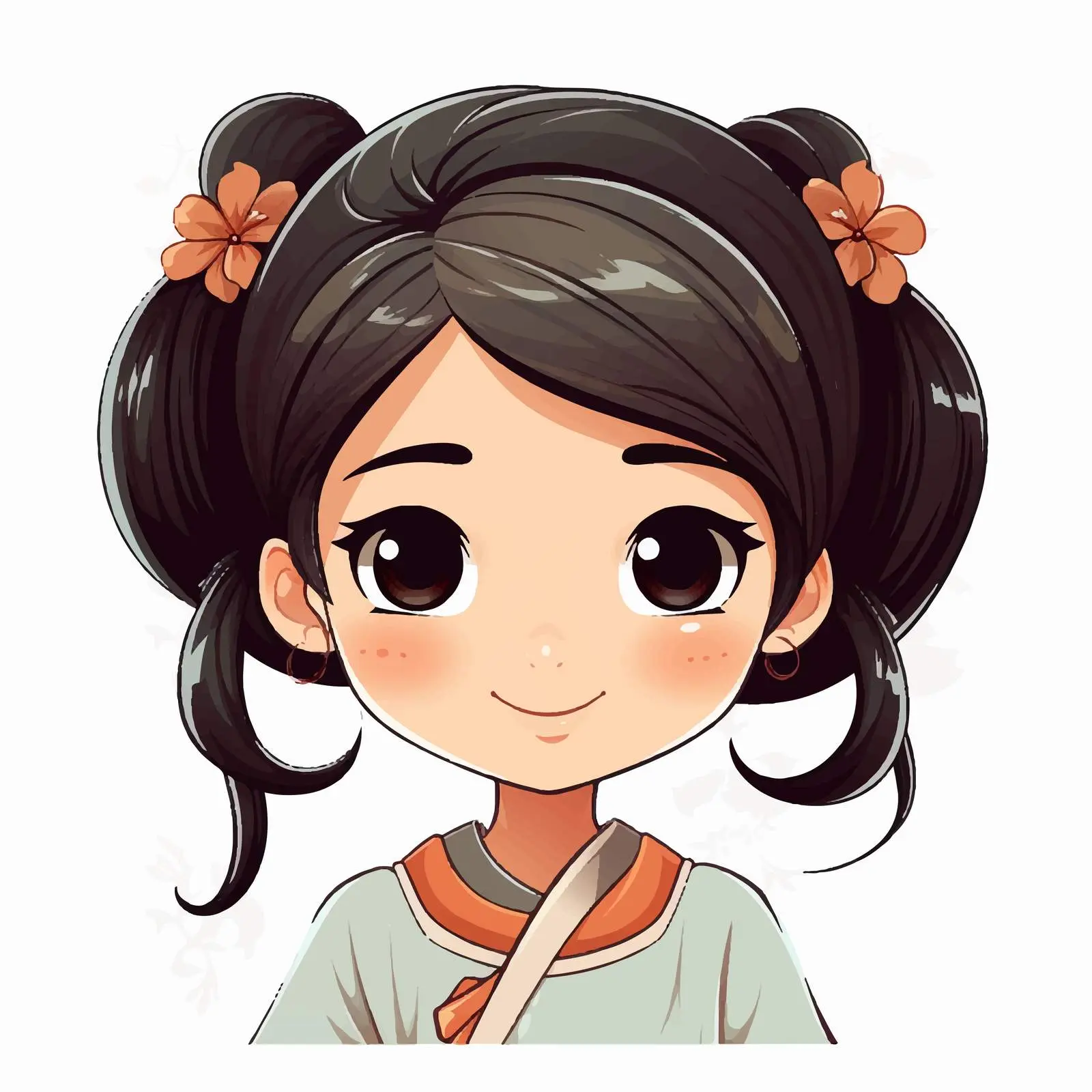 Cute Asian Girl Head Cartoon Illustration Vector — free download from Dotvec