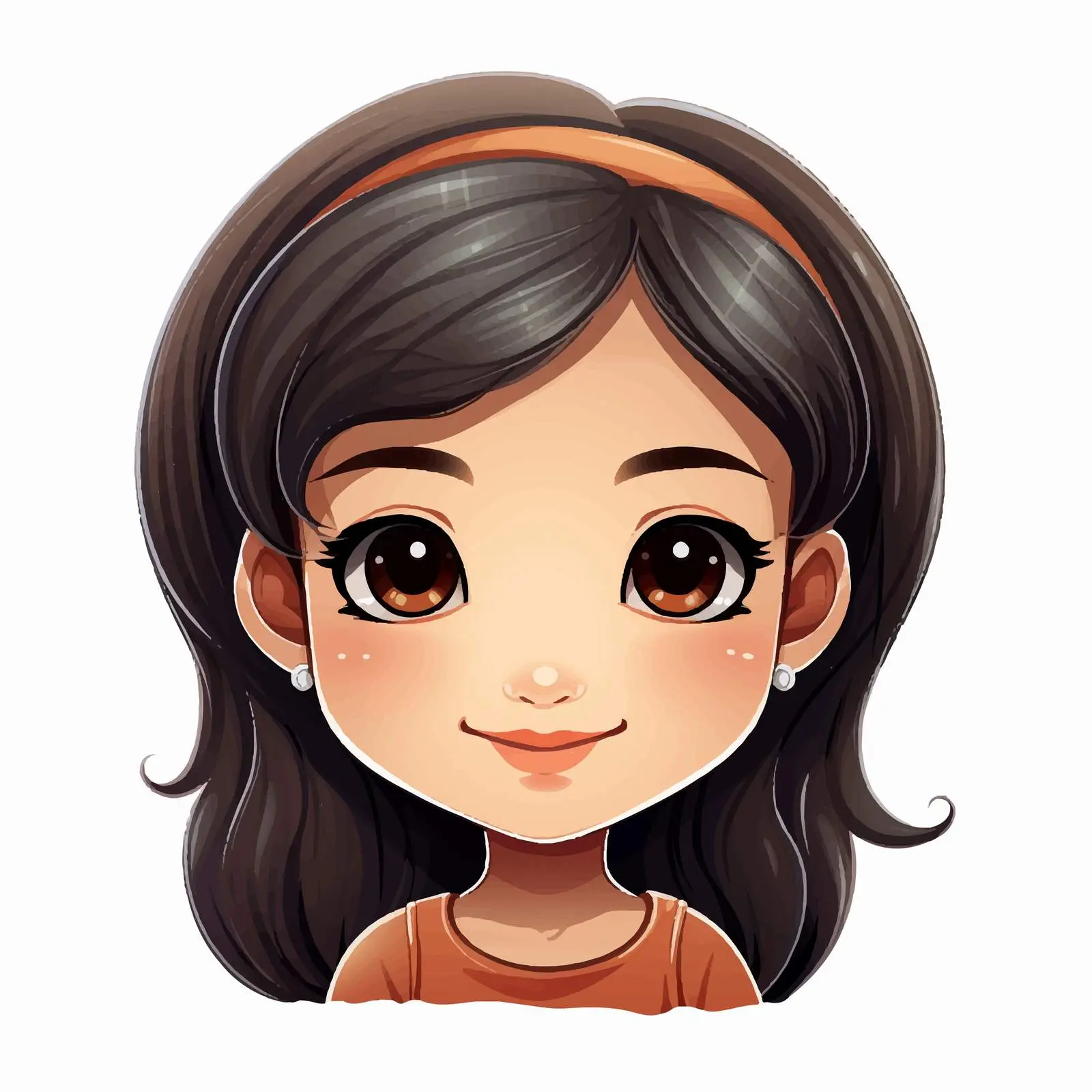 Cute Asian Girl Cartoon Head Illustration — free download from Dotvec