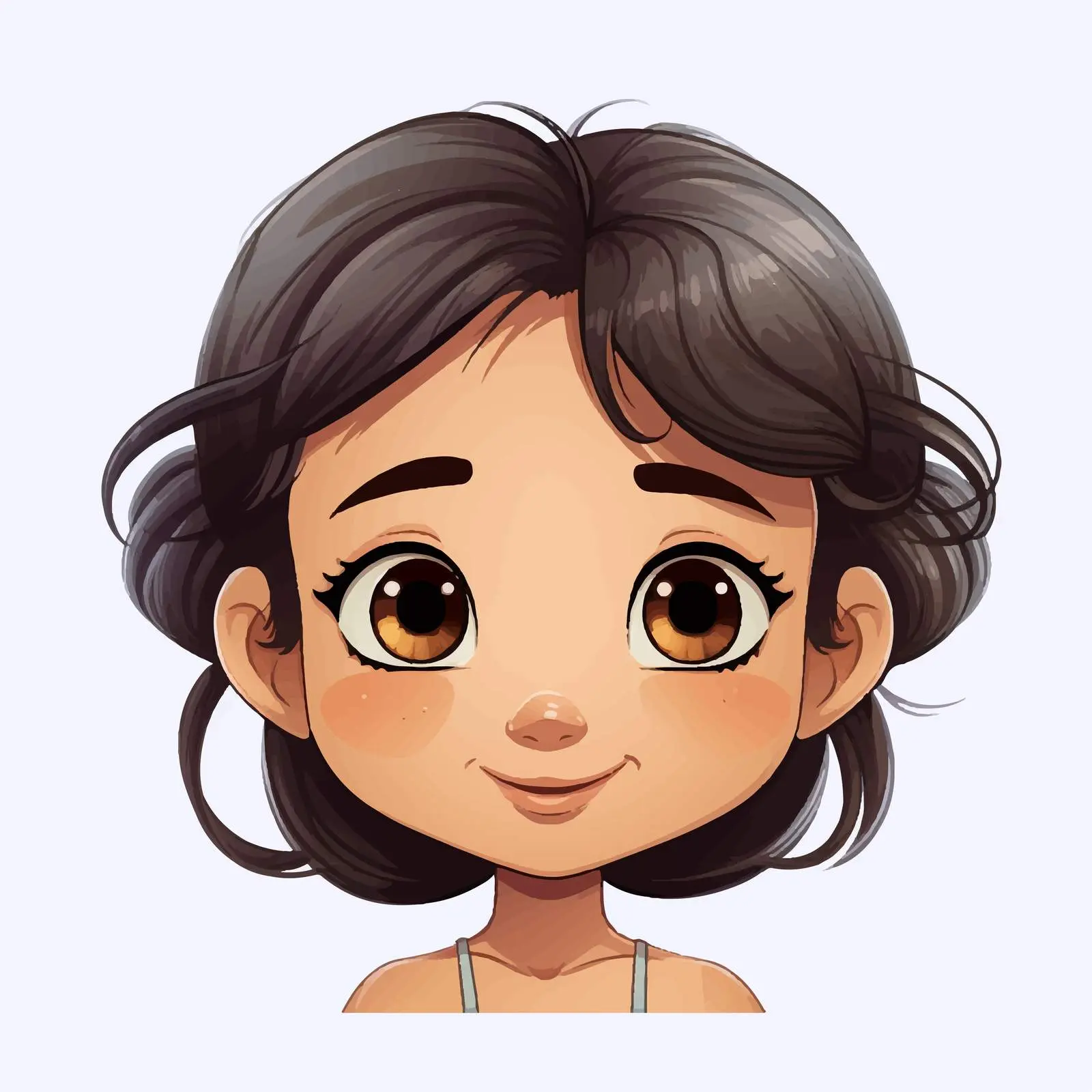 Cute Asian Girl Cartoon Head Illustration — free download from Dotvec