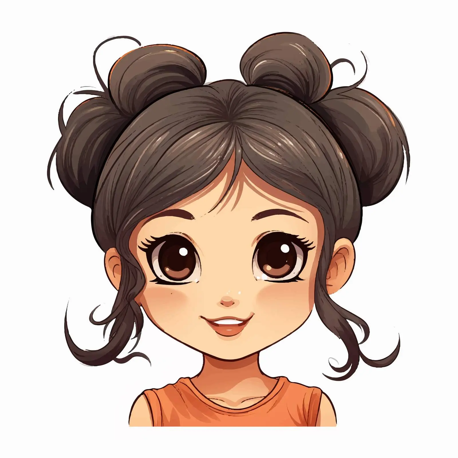 Cute Cartoon Asian Girl Head Illustration — free download from Dotvec