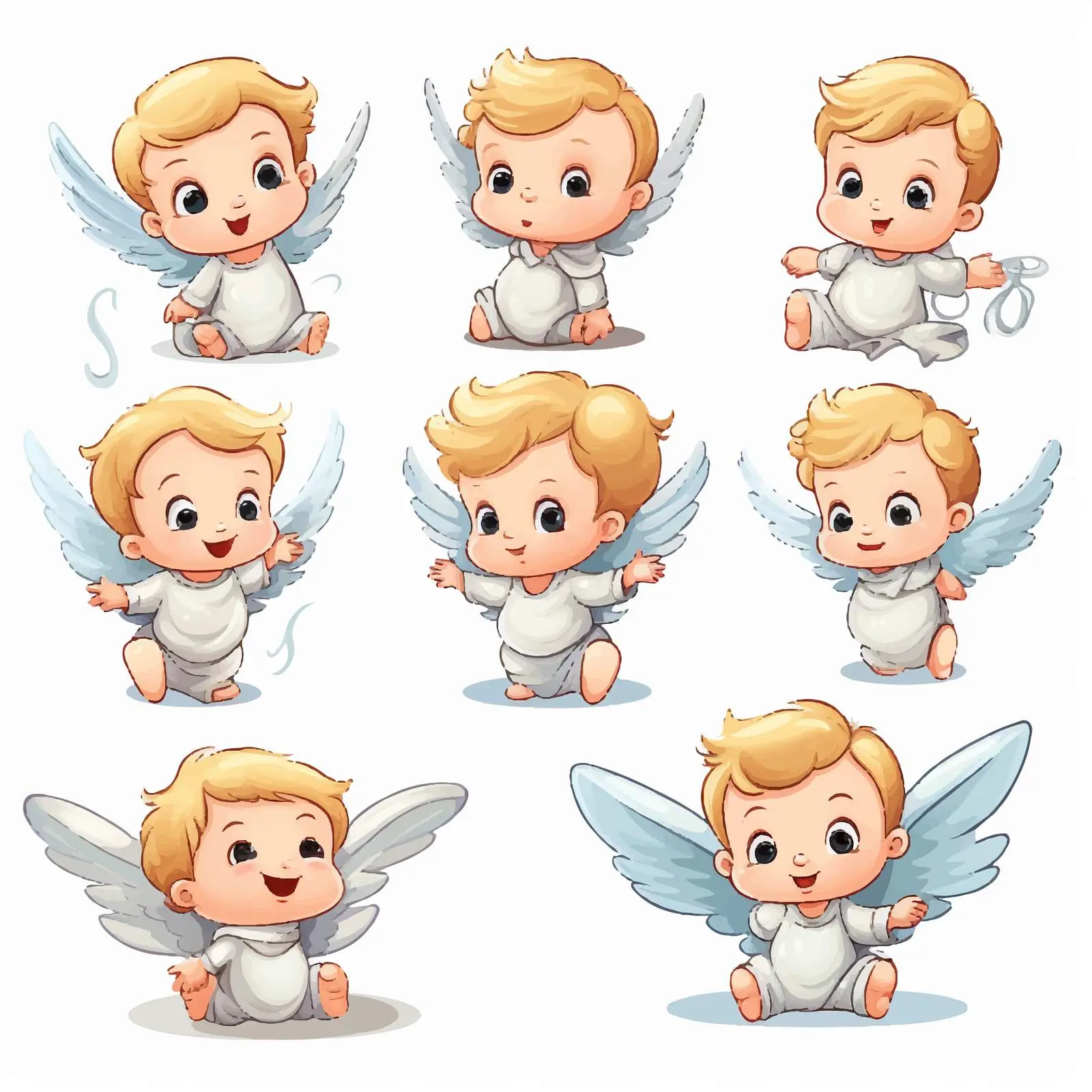 Cute Baby Angel Vector Clip Art Set – free cartoon characters image from Dotvec