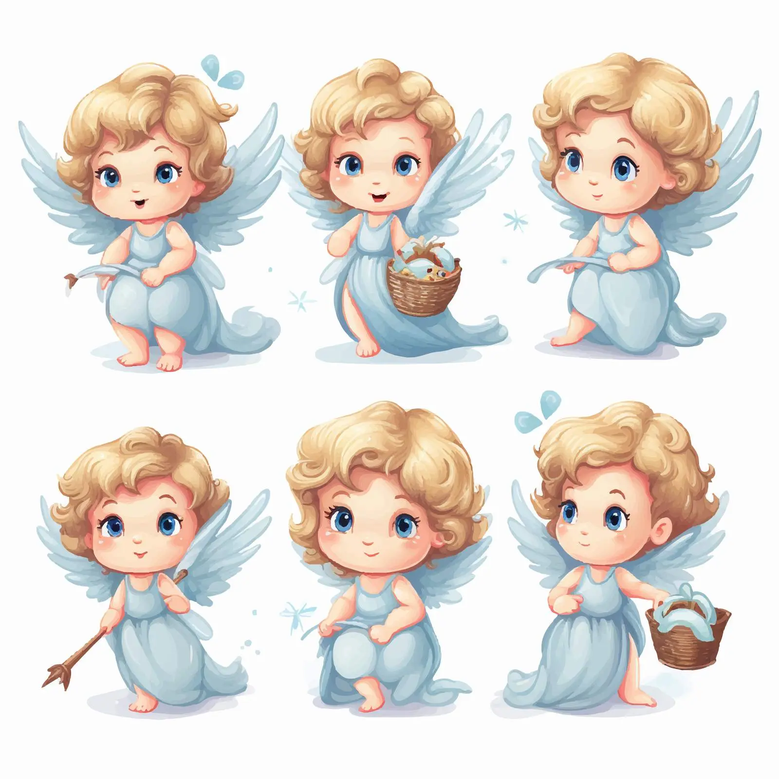 Cute Baby Angel Clip Art Set – free vector icon image from Dotvec
