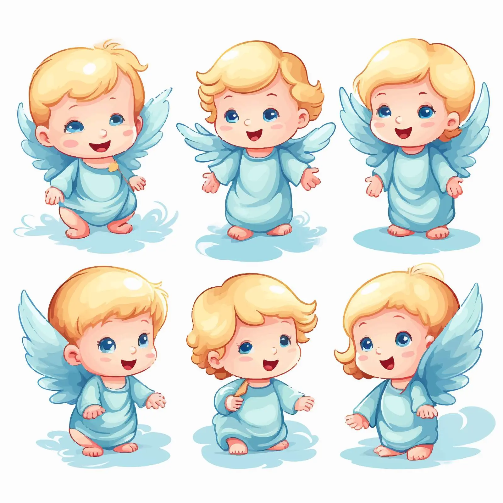 Cute Baby Angel Vector Clip Art Set – free adorable character image from Dotvec