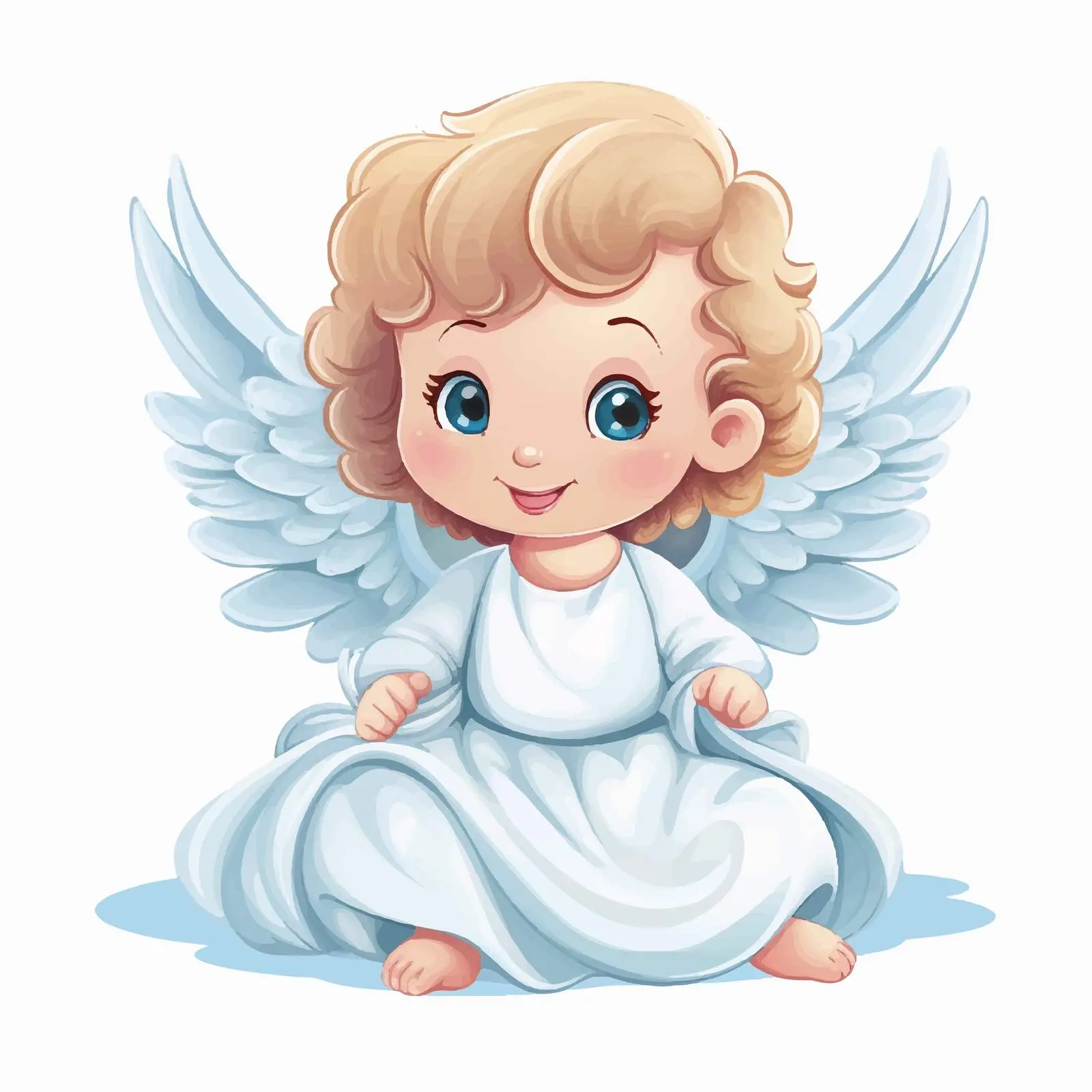 Cute Baby Angel Cartoon Figure on White Background – free vector icon image from Dotvec