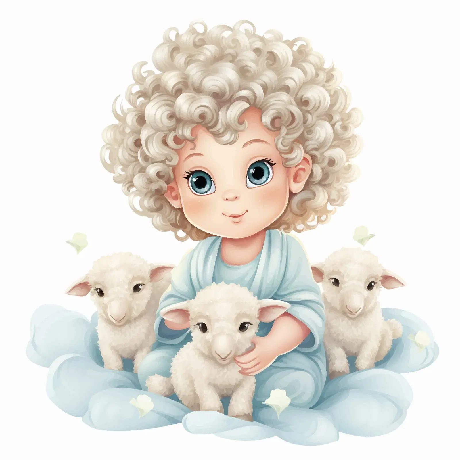 Adorable Baby Angel with Sheep Cartoon Vector — free download from Dotvec