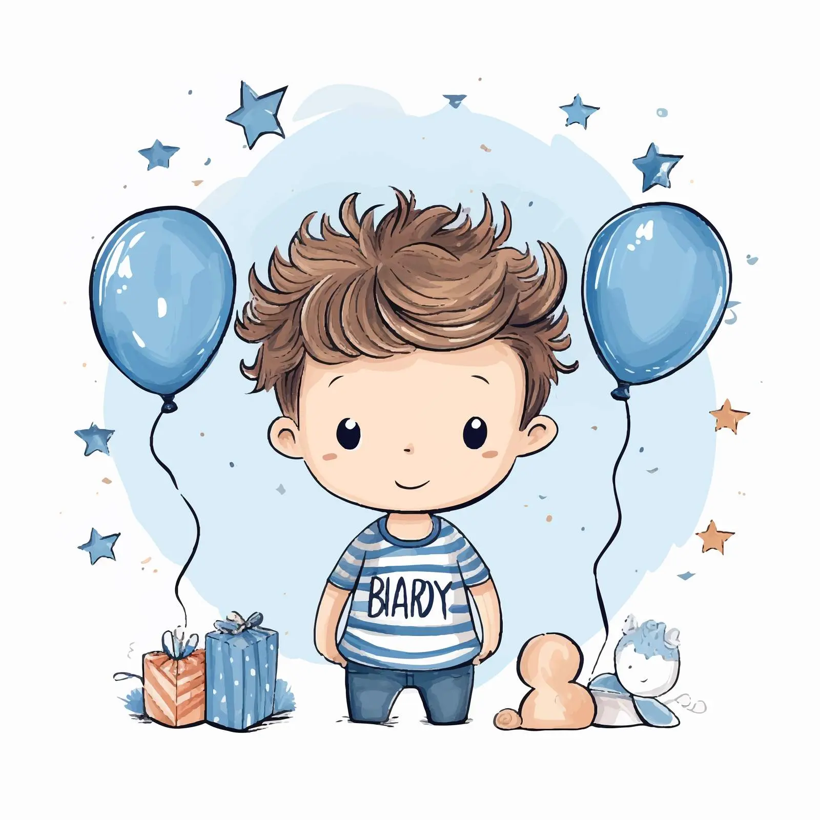 Handwritten Baby Boy Birthday Card Vector – free celebration invitation image from Dotvec