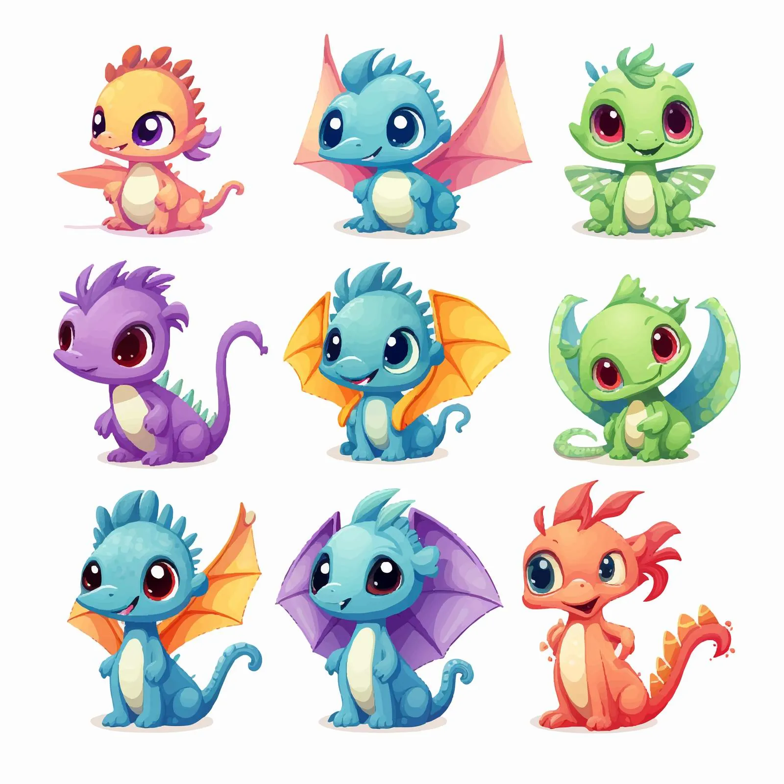 Cute Baby Dragons Flying in a Fairytale — free download from Dotvec