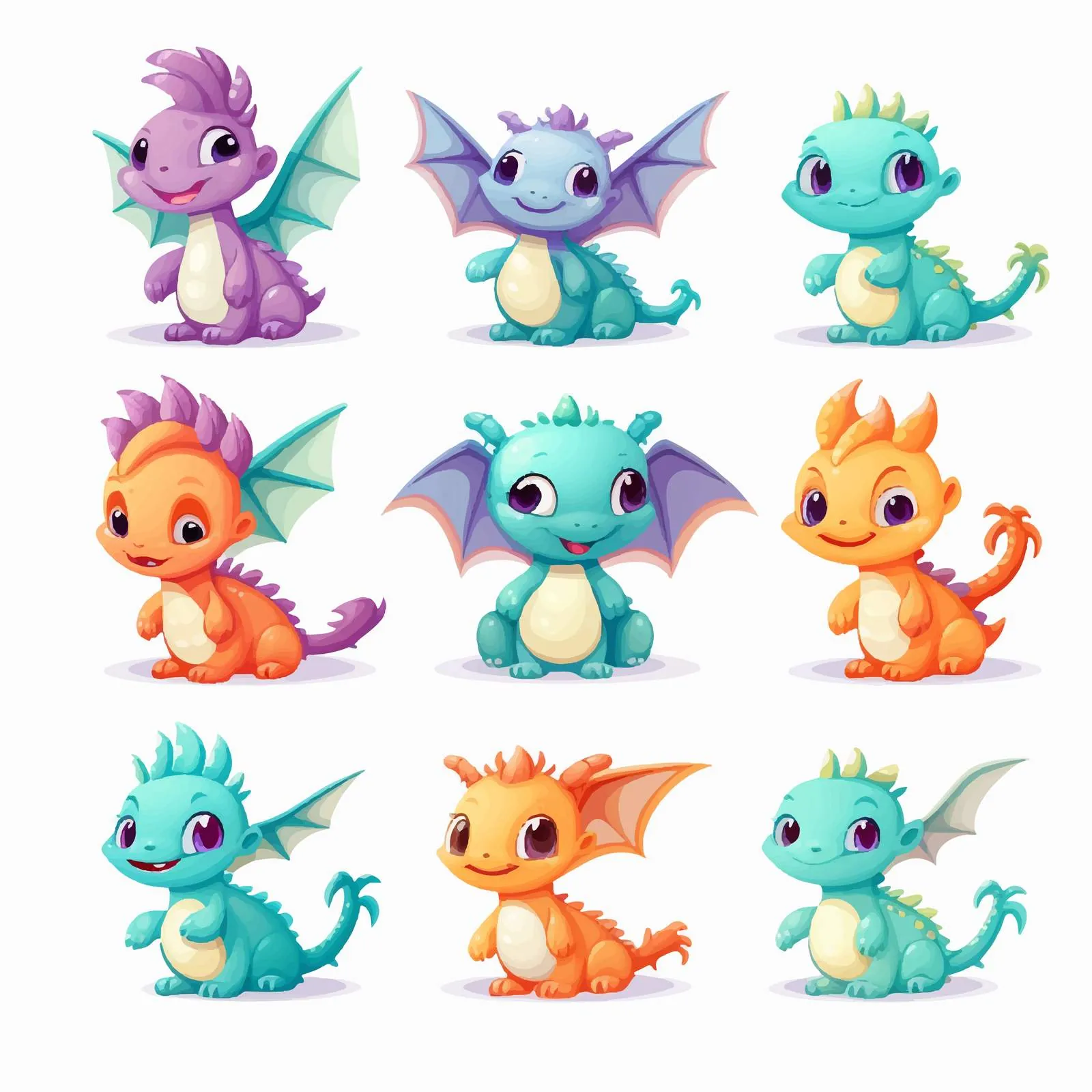 Cute Baby Dragons Flying in a Magical Fairytale – free friendly dragons image from Dotvec