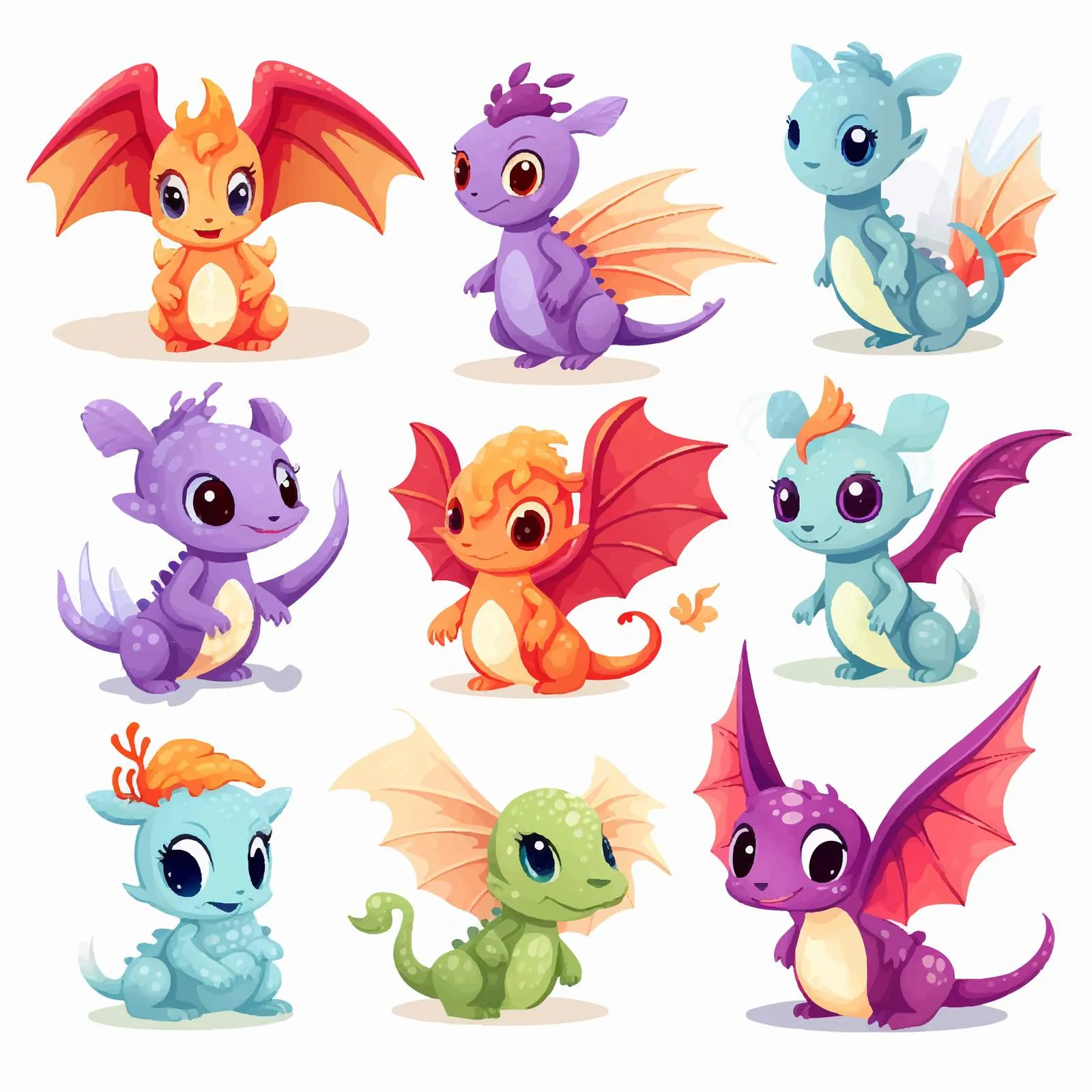Cute Baby Dragons Flying in Fantasy Illustration — free download from Dotvec