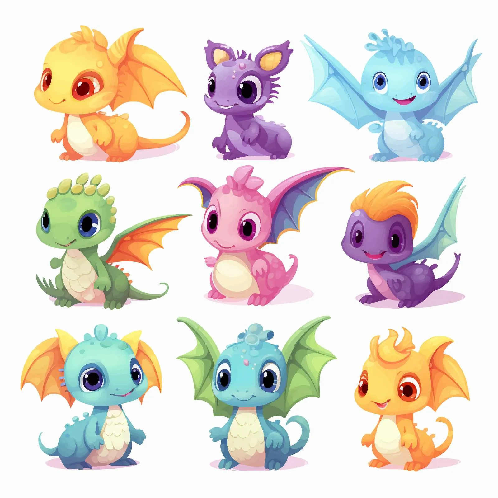 Adorable Baby Dragons in a Fairytale Setting – free playful dragon image from Dotvec
